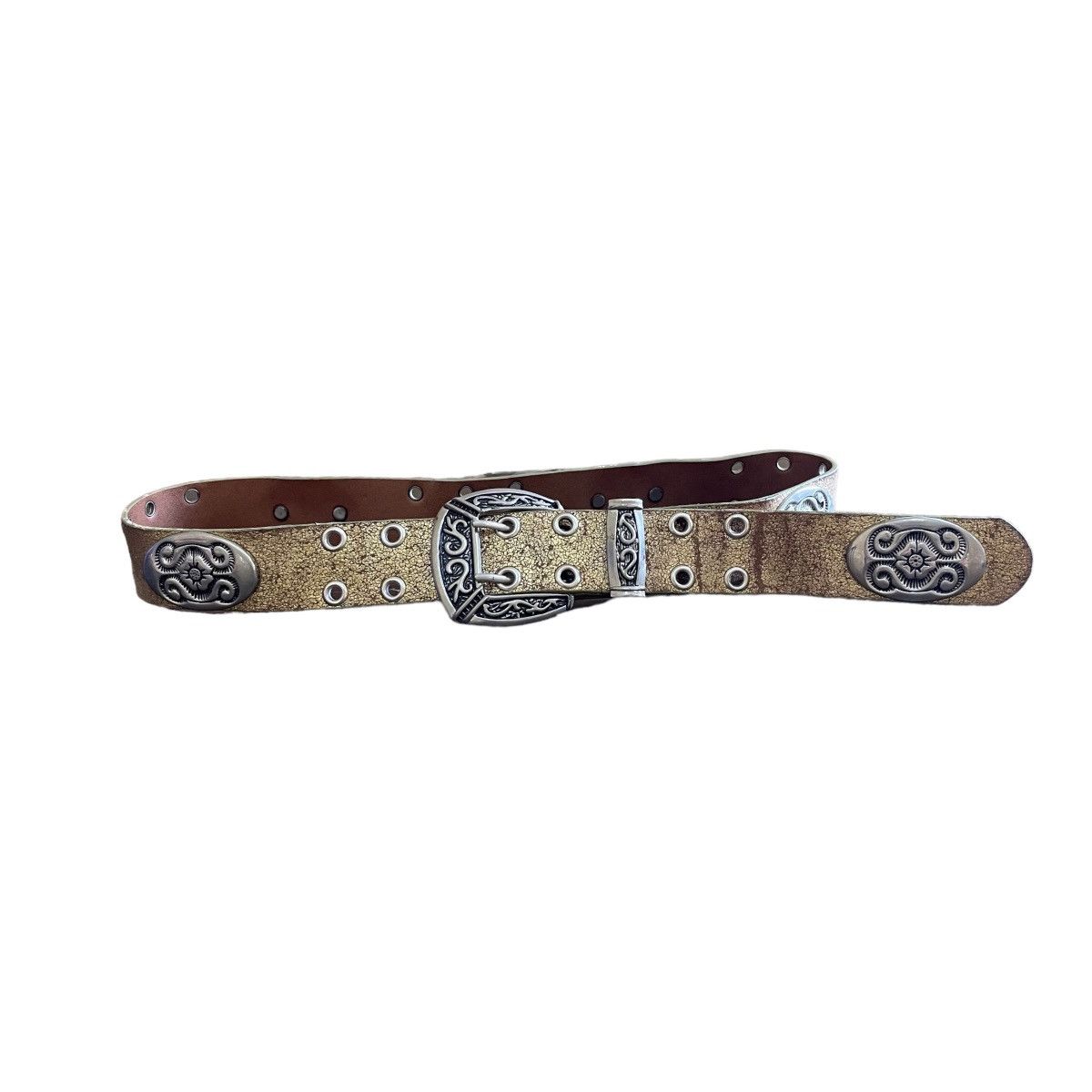 Vintage Western Bronze Worn Belt Y2K Avant Garde