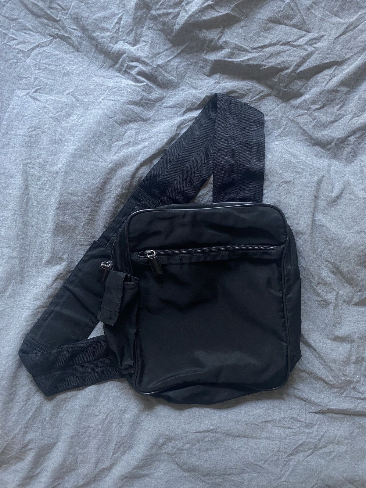 image of Prada Nylon Sling Bag Black Shoulder Crossbody, Men's