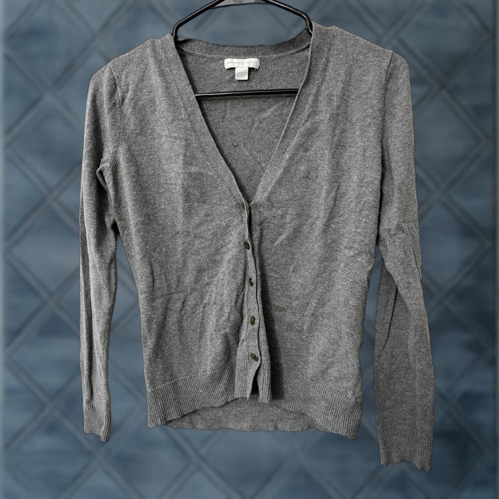 CO New York & Company Women's Cardigan, Size S, Gray, Button-Up, Solid, Regular Fit, 7th Avenue Design Studio Size S / US 4 / IT 40 - 1 Thumbnail