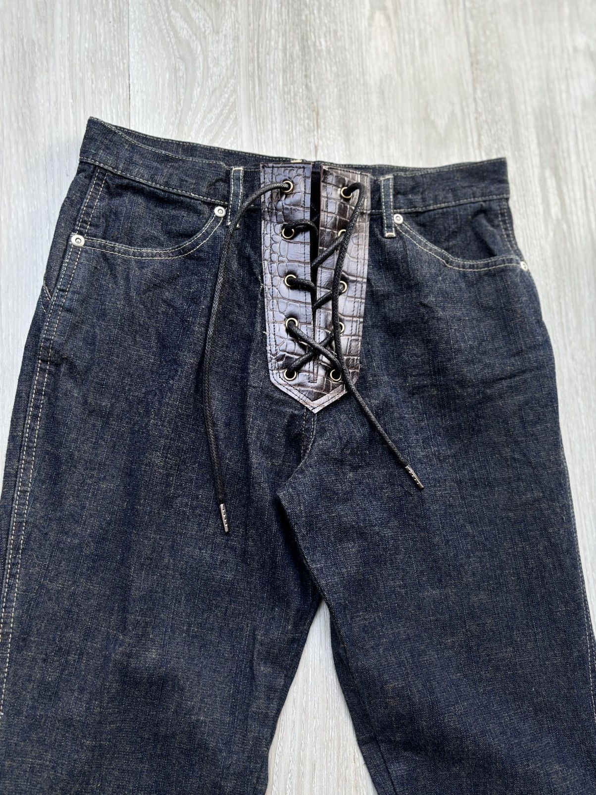 Japanese Brand VERTGARMENTS lace up flare jeans Size US 27 - 2 Thumbnail