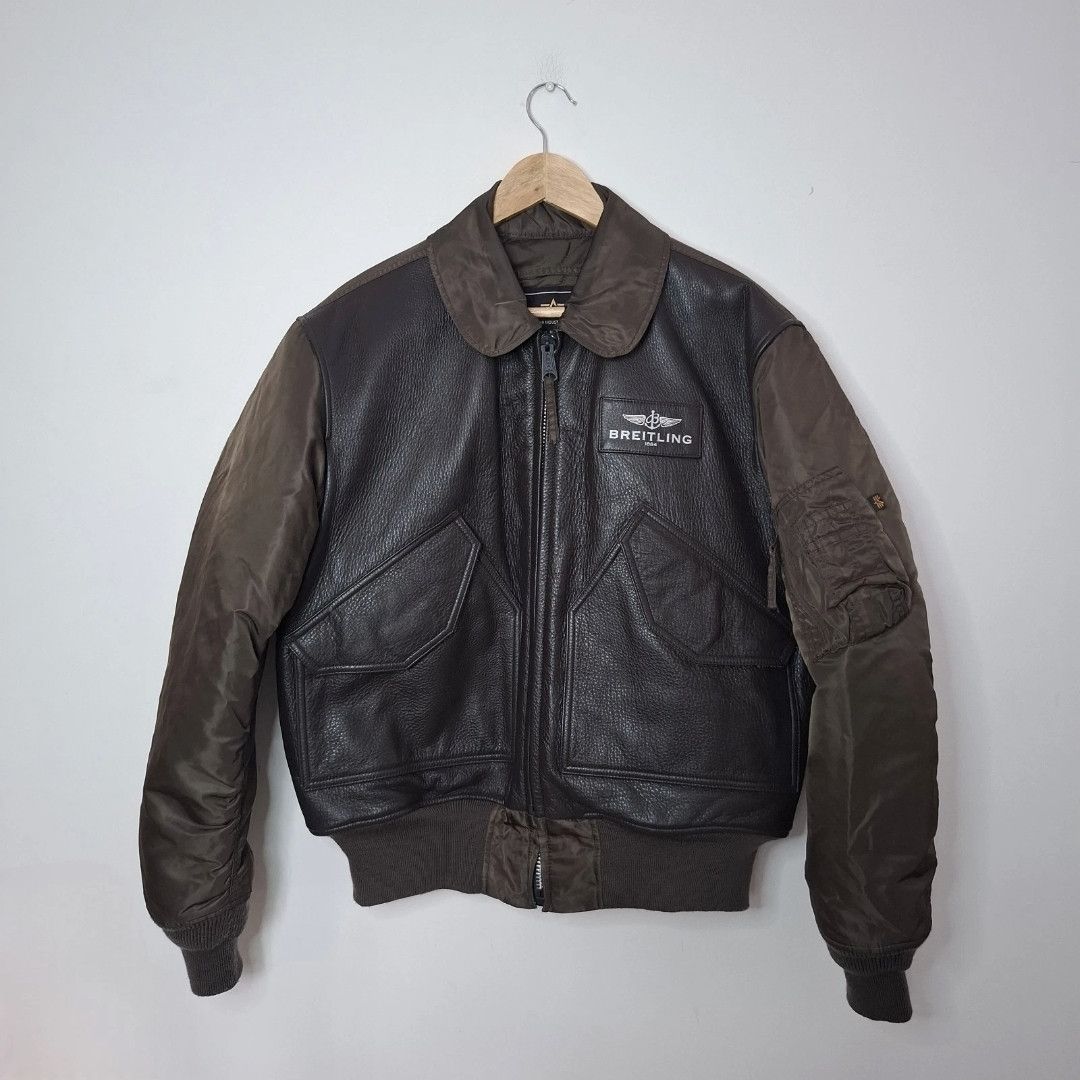 ALPHA INDUSTRIES X BREITLING Leather Flying Top Gun Jacket