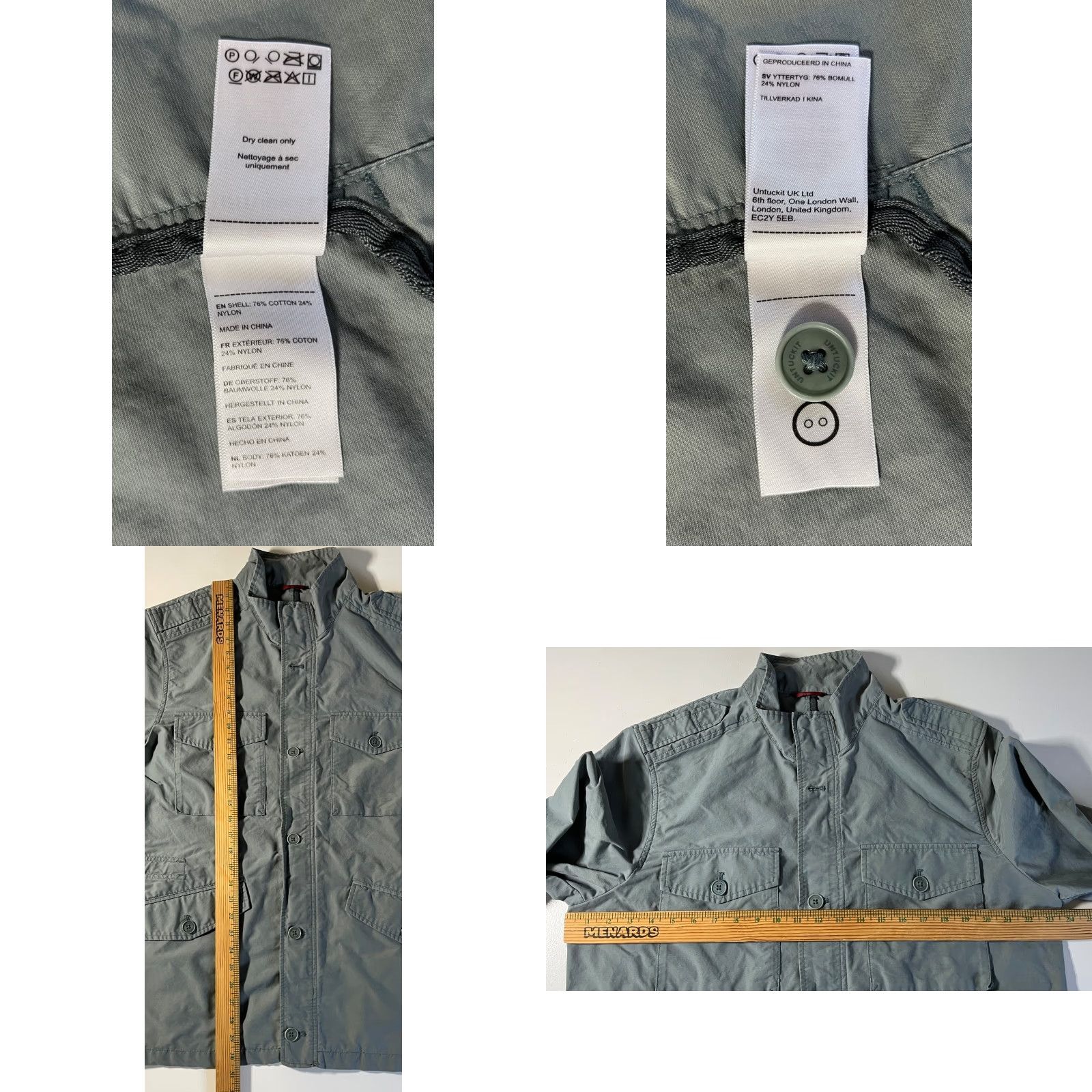 UNTUCKit VINTAGE UNTUCKit Men's Vintner Field Jacket 40865 XL Gray Canvas Cotton Blend Lightweight Pockets Casual Fall/Spring Mens Jacket Size US XL / EU 56 / 4 - 10 Thumbnail
