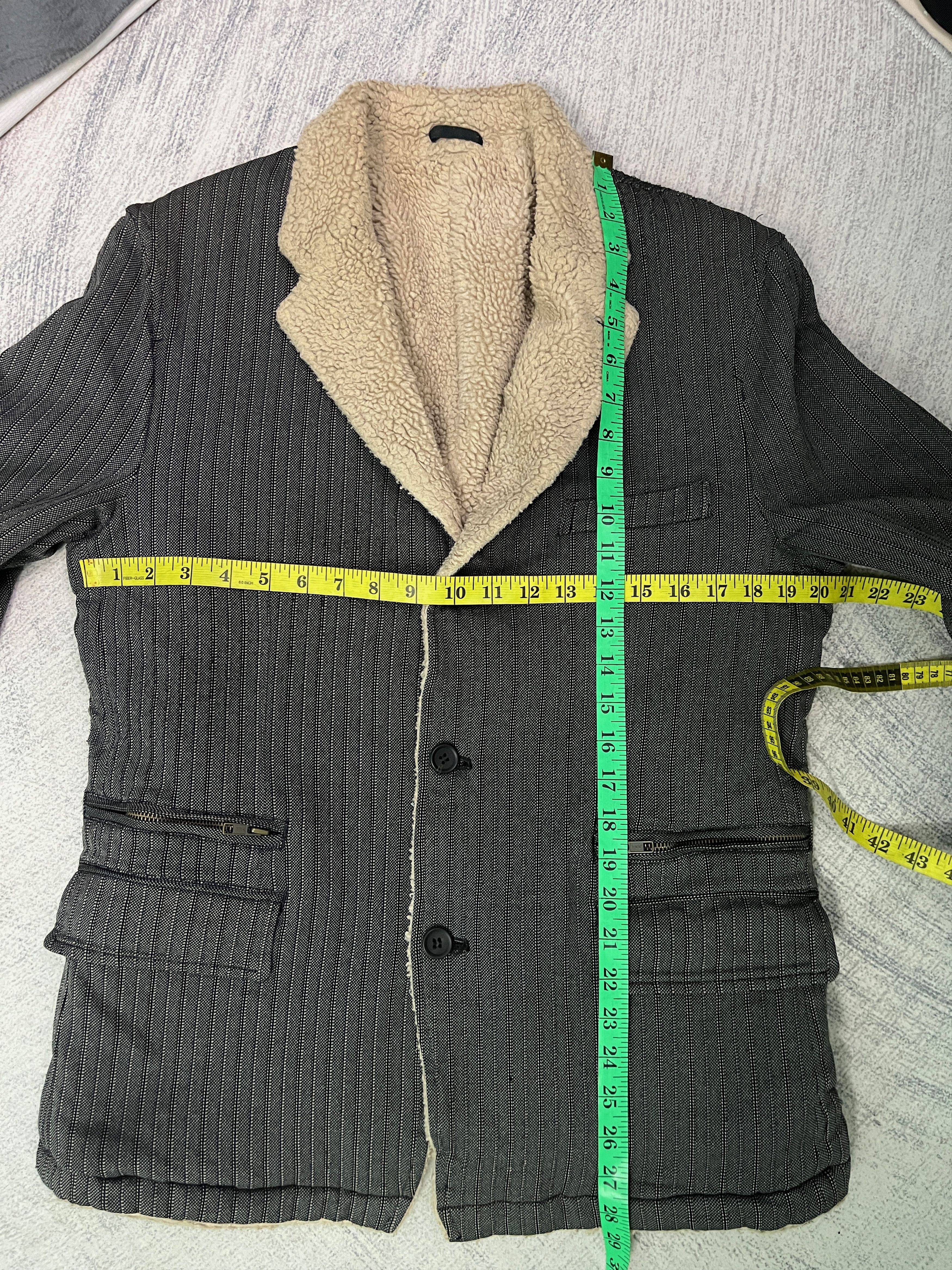 Comme des Garcons Homme CDG Homme AW2005 Sherpa Deep Pile Pinstripes Jacket Size US L / EU 52-54 / 3 - 15 Thumbnail