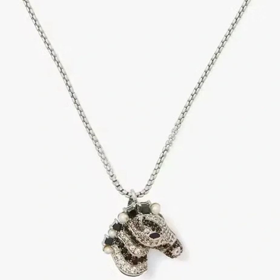Kate Spade Kate Spade Zebra Earn Your Stripes Pendant Necklace Black Size ONE SIZE - 1 Thumbnail