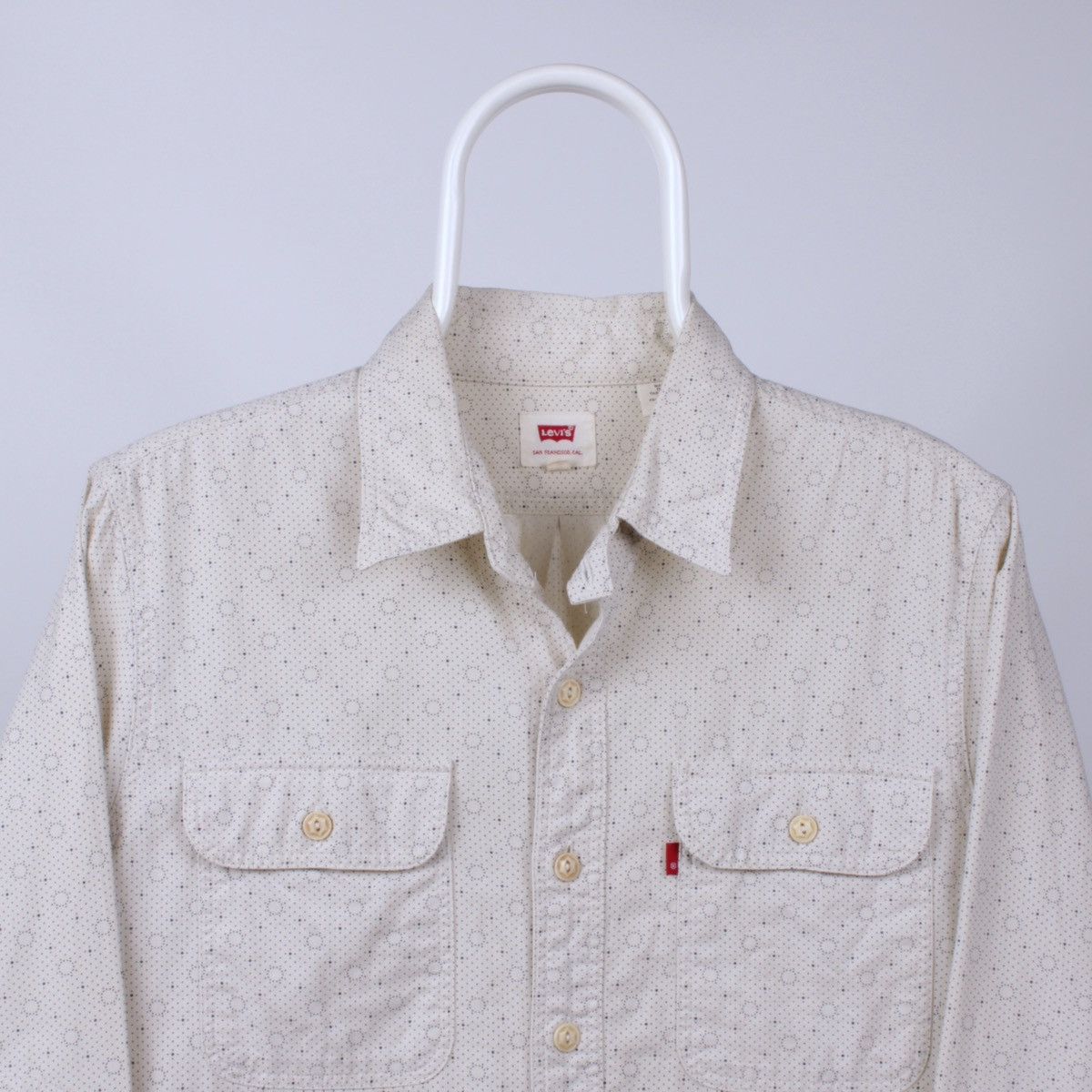 Levi's LEVIS Selvedge Cream Geometric Polkadot Long Sleeve Shirt Size US S / EU 44-46 / 1 - 1 Thumbnail