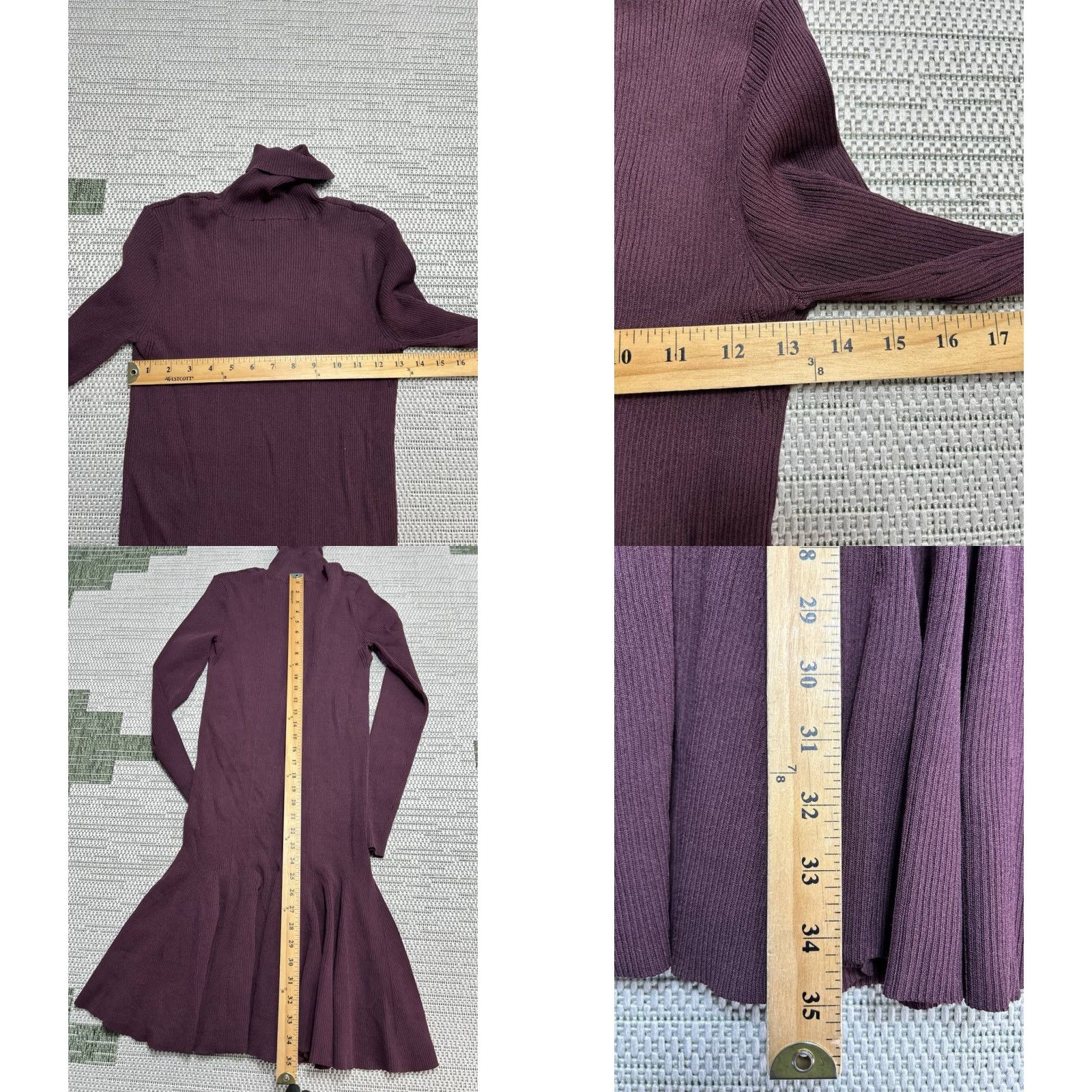 Reiss Reiss Mimi Fluted Knit Dress Womens Medium Purple Stretch Flippy Hem Turtleneck Dress Size M / US 6-8 / IT 42-44 - 8 Thumbnail