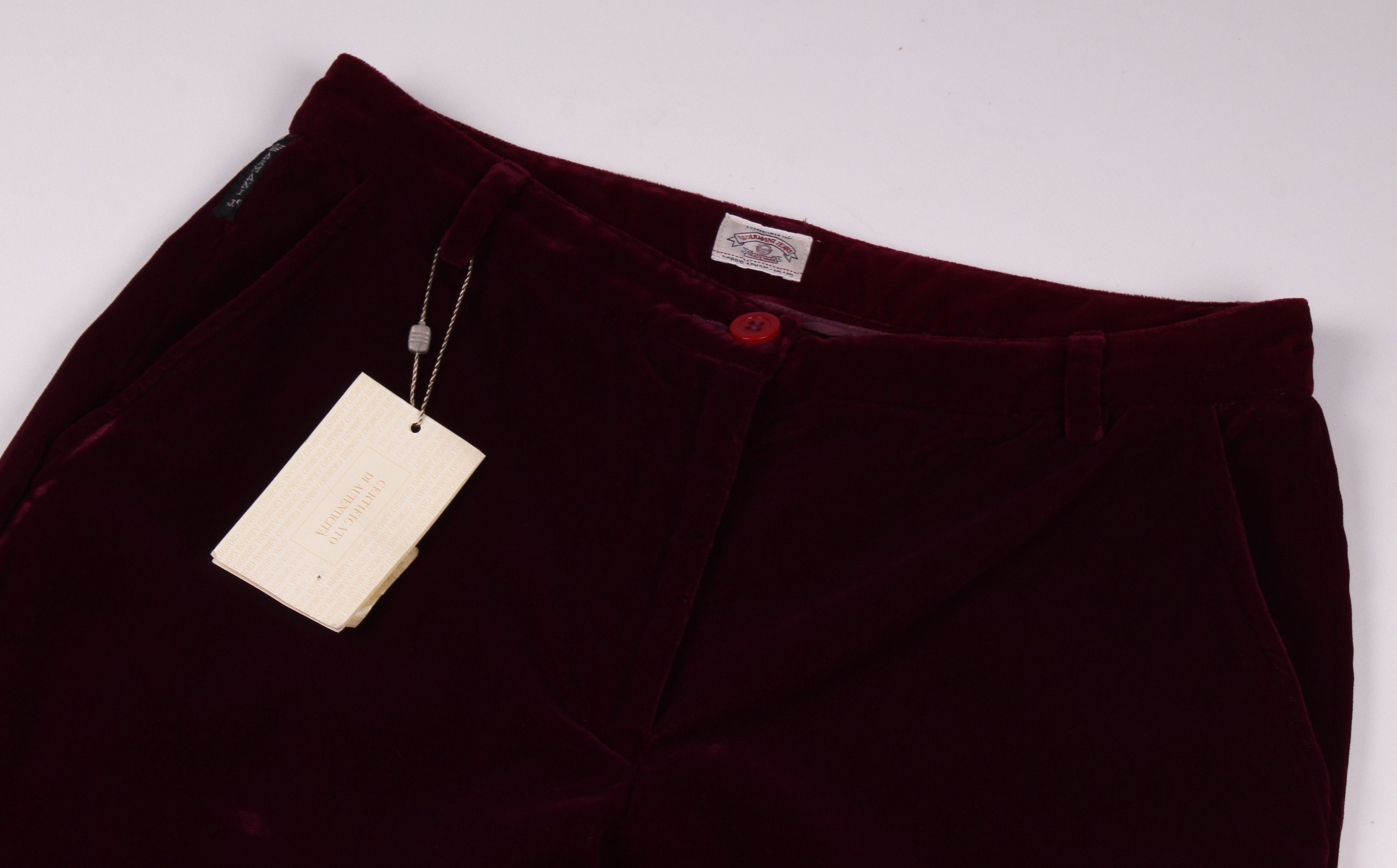 Armani × Giorgio Armani × Vintage Vntg Armani Jeans 90's Velour Velvet Pants Trousers Size 28" / US 6 / IT 42 - 2 Thumbnail
