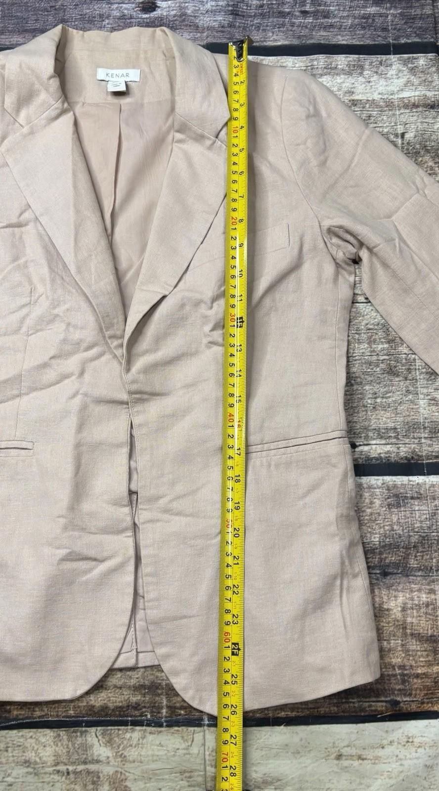 Kendrick Lamar Kenar Blazer Jacket Womens Medium Linen Cotton Beige Open Size M / US 6-8 / IT 42-44 - 9 Thumbnail