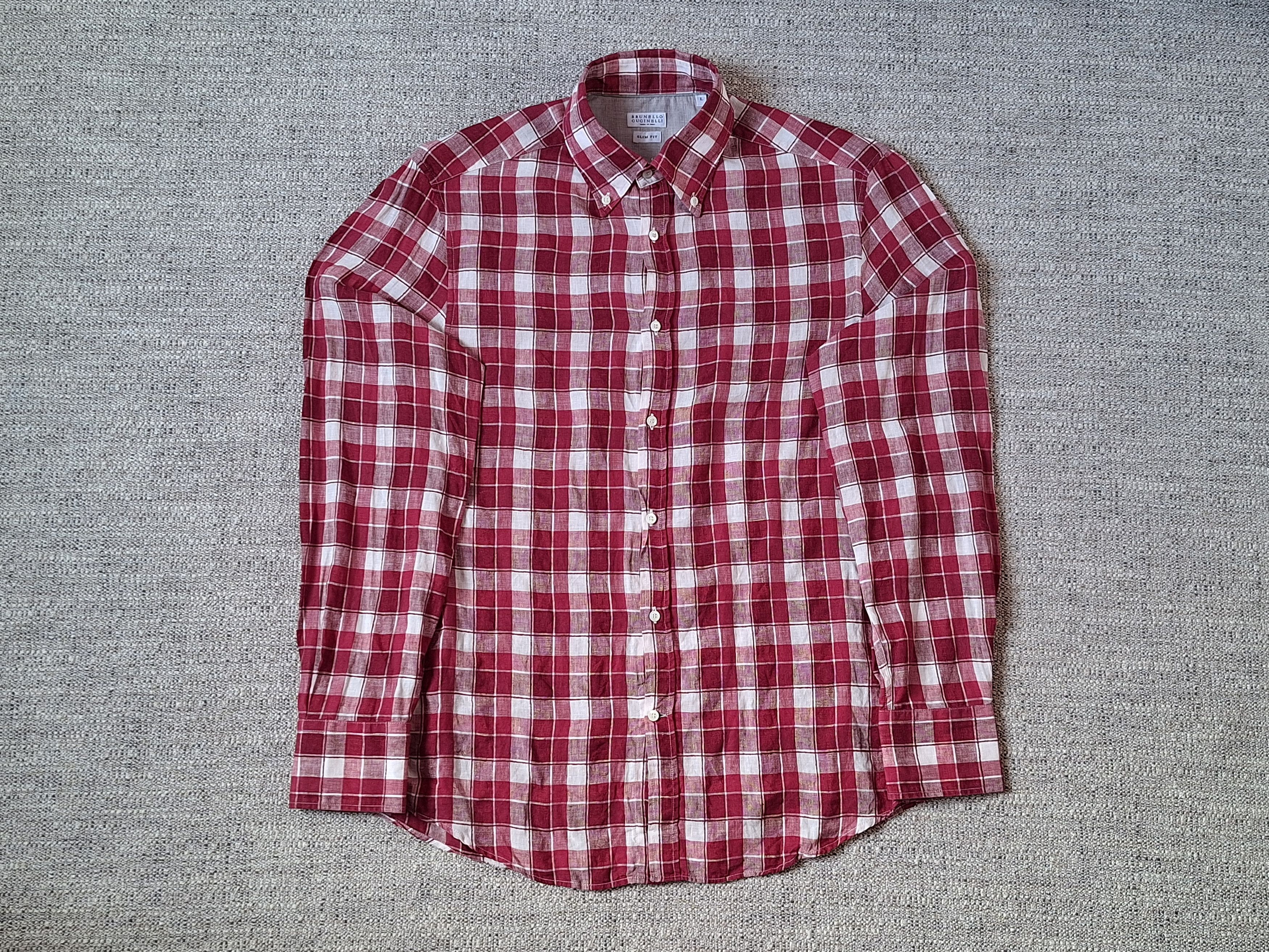 BRUNELLO CUCINELLI Checkered Linen And Cotton Blend L/s