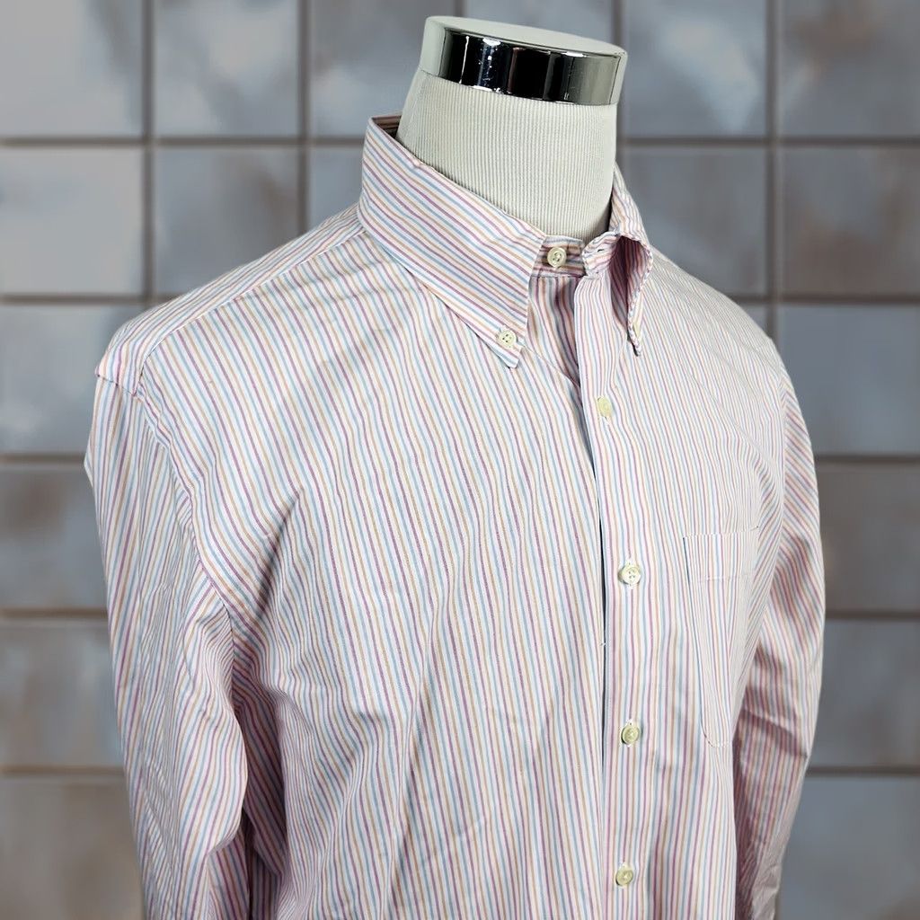 Brooks Brothers Brooks Brothers 17 36 Slim Fit Dress Shirt Striped Pink Blue Orange Button-Down Men’s Regular Size 17 100% Cotton Non-Iron Multicolor Shirt Size 46R - 1 Thumbnail