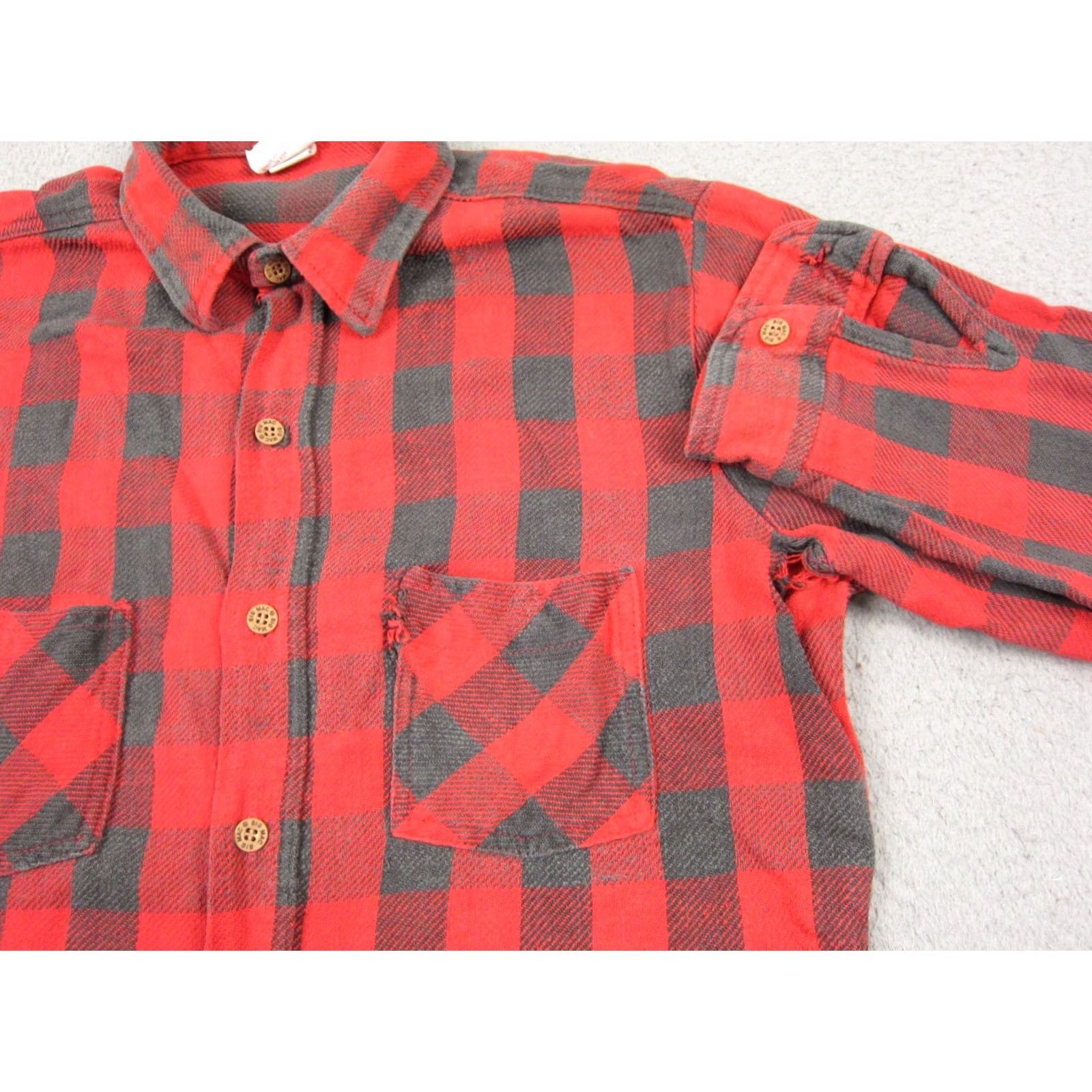JCPenney VINTAGE JC Penney Shirt Mens Large Red Plaid Flannel 60s 70s USA Size US L / EU 52-54 / 3 - 3 Thumbnail