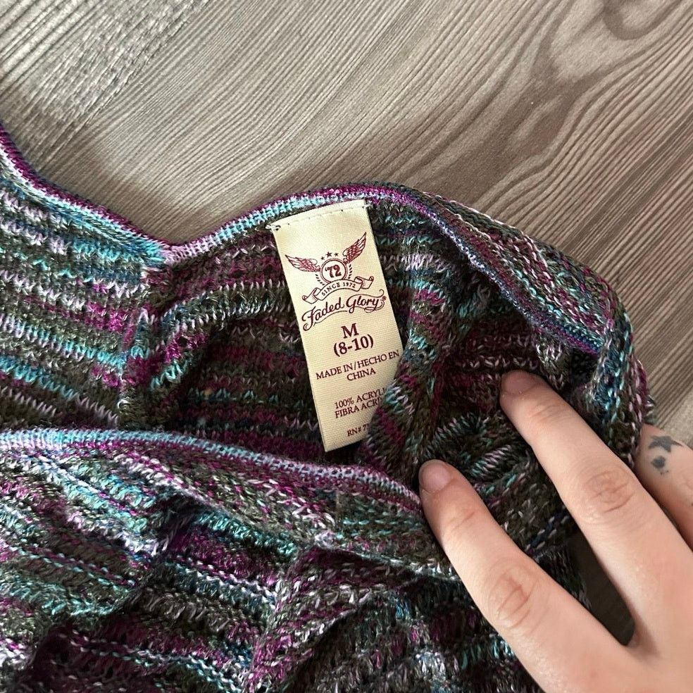 Faded Glory faded glory purple green blue knit short sleeve shirt Size M / US 6-8 / IT 42-44 - 3 Thumbnail