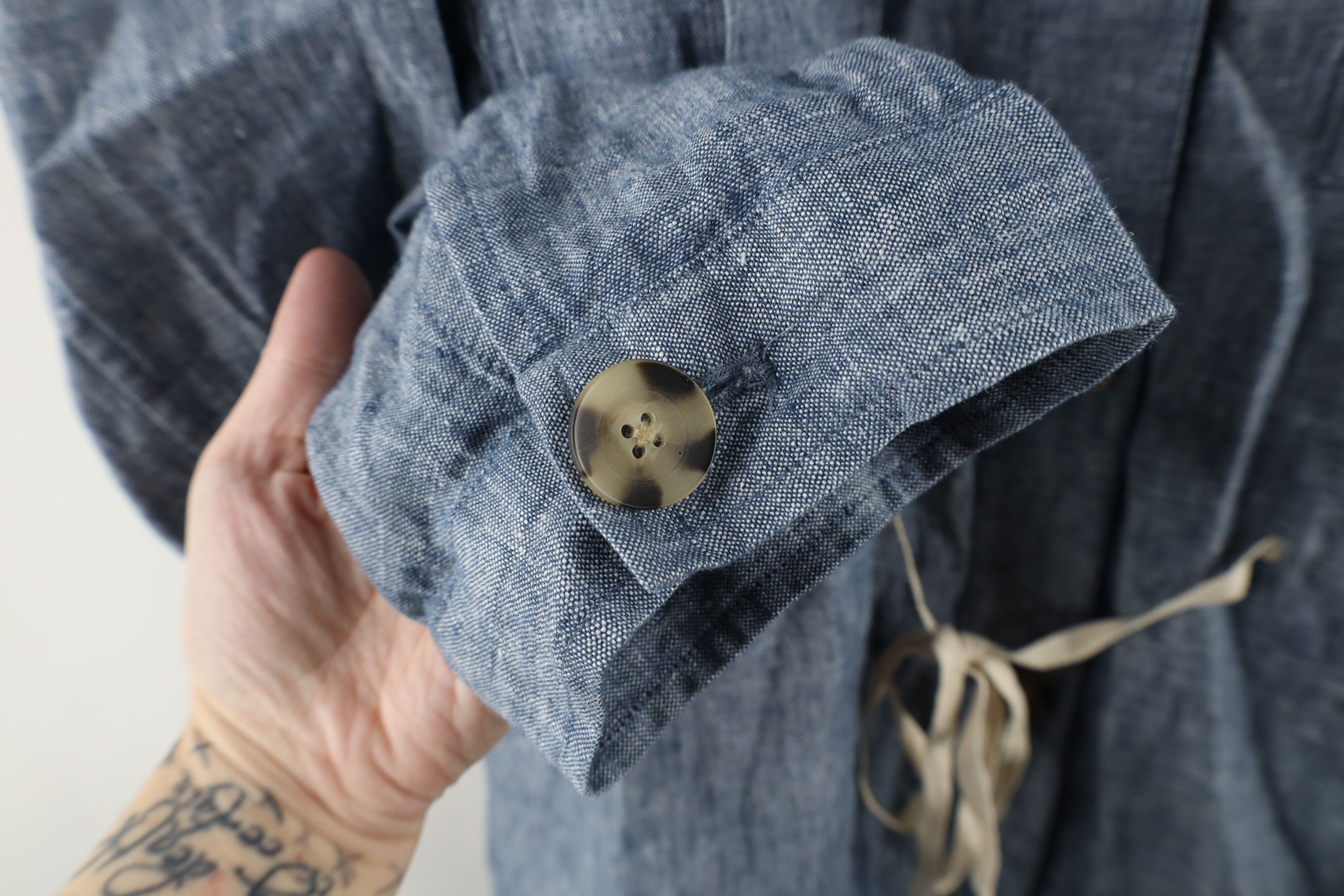 J. Jill × Vintage J Jill Love Linen Tie Linen Collared Button Shirt Blue Size XXL / US 16-18 / IT 52-54 - 6 Thumbnail