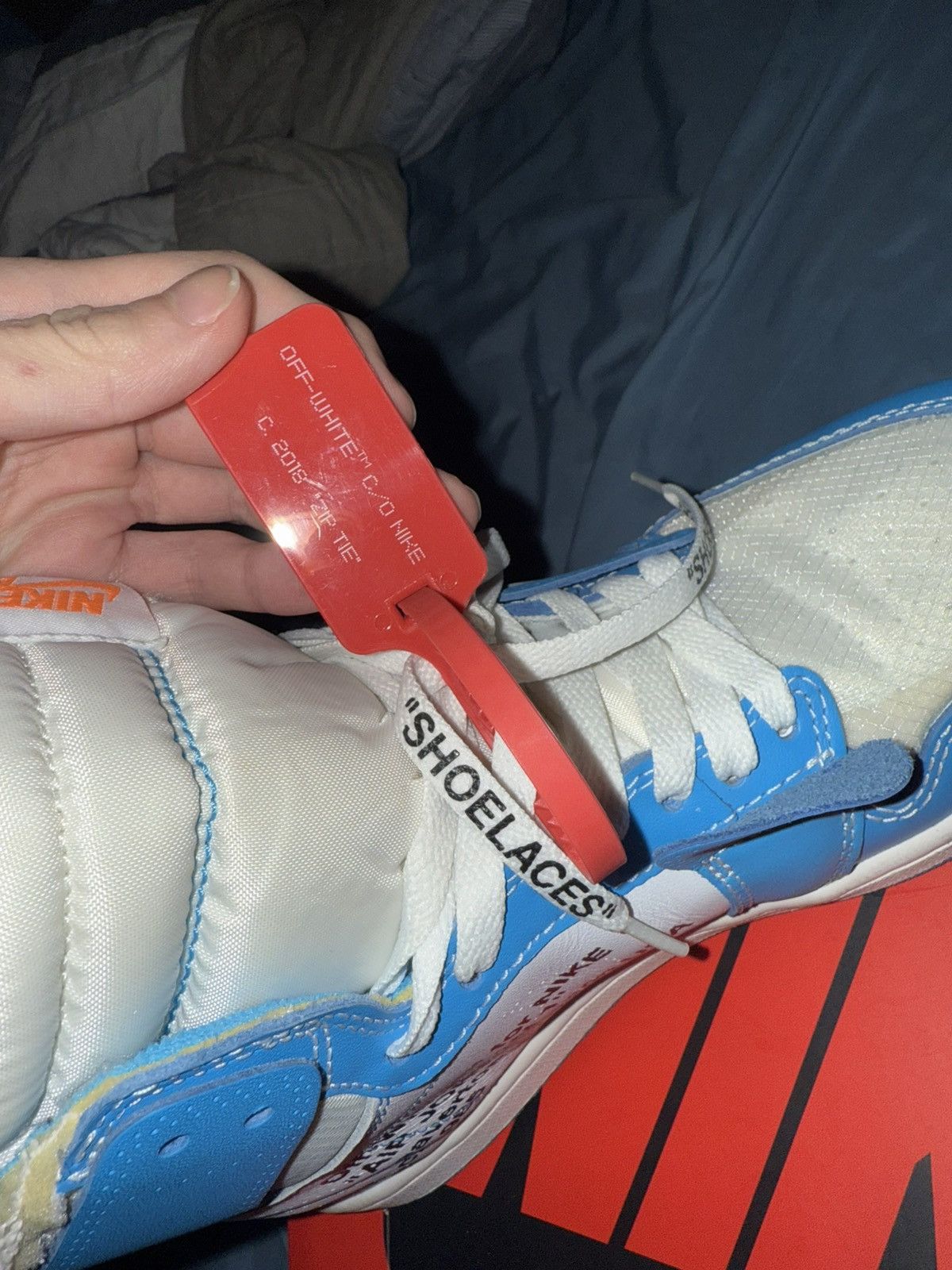 Jordan Brand × Nike × Off-White Jordan 1 retro high off-white university blue Size US 8 / EU 41 - 7 Thumbnail