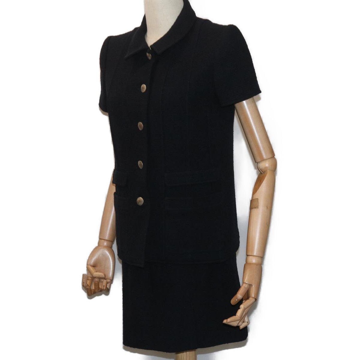 image of Chanel Coco Mark Chain Set Up Jacket Wool 38 Navy Cc Auth Am5722, Women's
