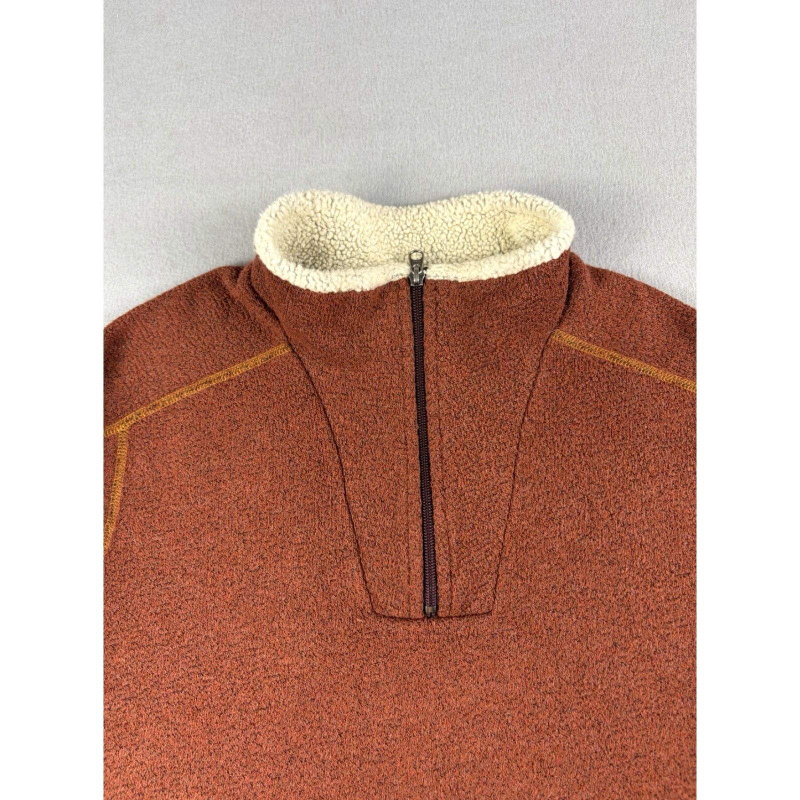 Vintage Kuhl Sweater Shirt Men M Orange 1/4 Zip Fleece Outdoor Mock Neck Pullover Solid Polyester Size US M / EU 48-50 / 2 - 2 Thumbnail
