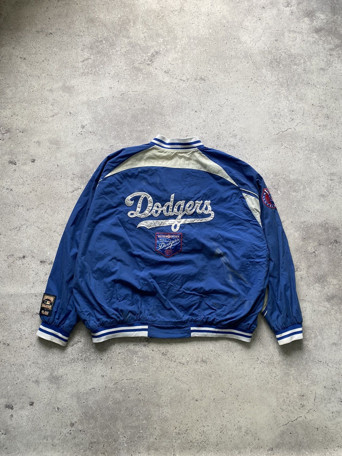 image of G Iii x Nfl G-Iii Carl Banks Brooklyn Dodgers Bomber Jacket in Blue, Men's (Size 2XL)