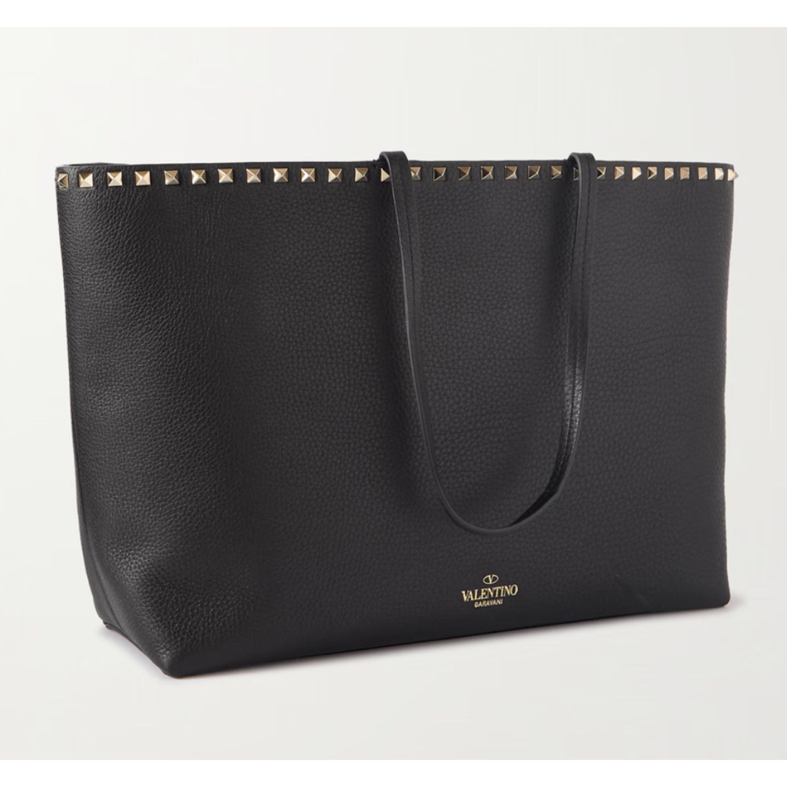 Valentino Valentino Garavani Rockstud Large Black Grained Tote Size ONE SIZE - 10 Thumbnail