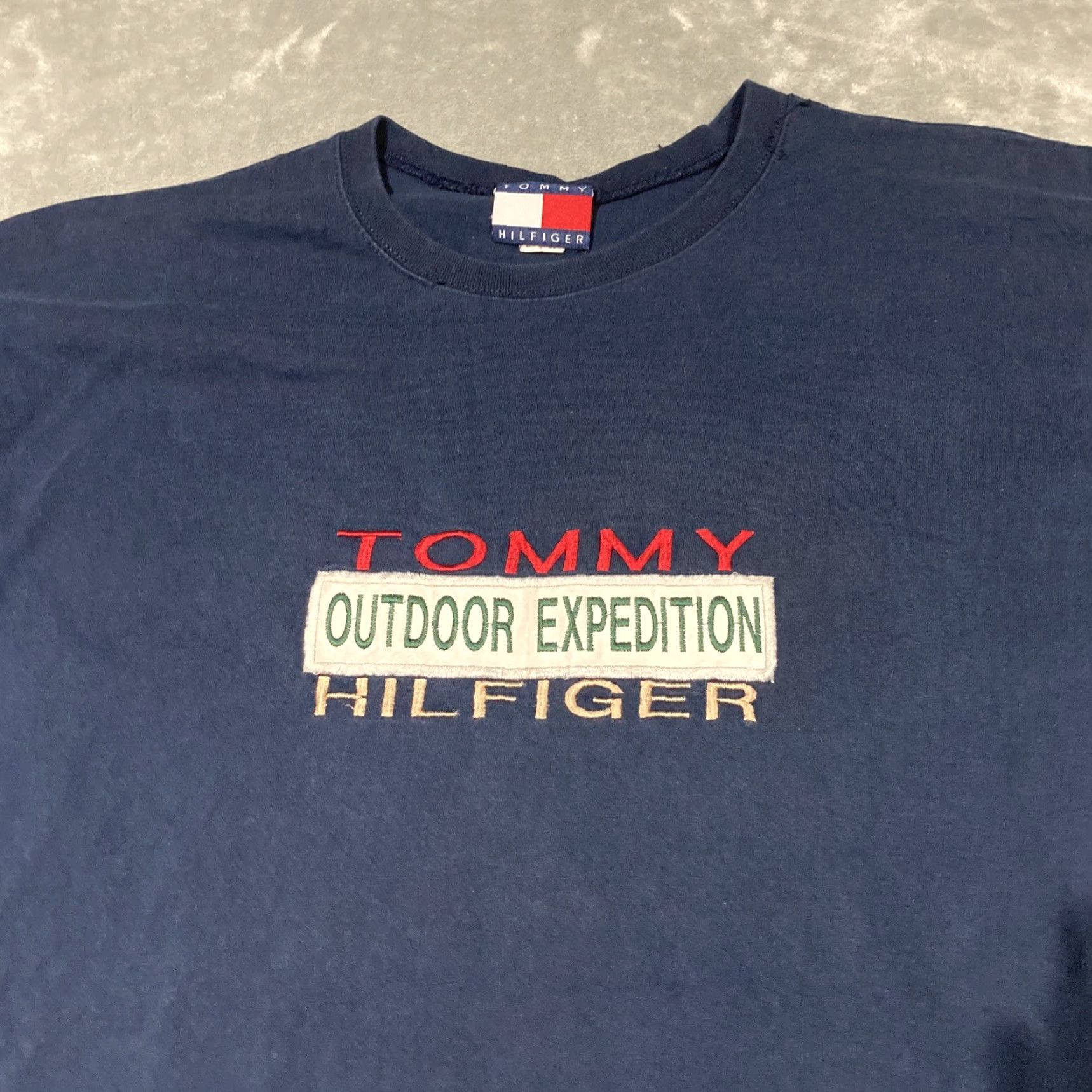 Tommy Hilfiger VINTAGE Tommy Hilfiger Outdoor Expedition T Shirt XL USA Spell Out Blue Cotton Logo Graphic Print Crew Neck Short Sleeve Men Size US XL / EU 56 / 4 - 2 Thumbnail