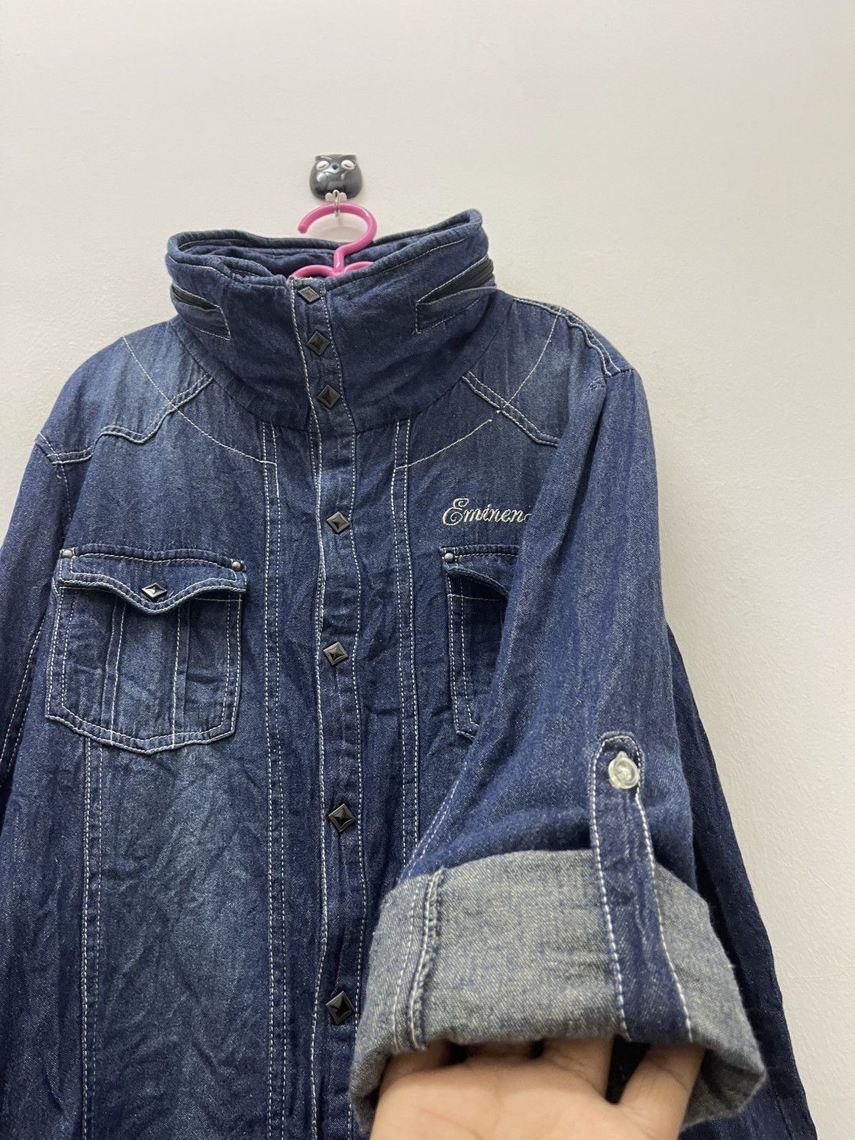 In The Attic Rare Vintage IN THE ATTIC Double Button Double Collar Hoodie Size US L / EU 52-54 / 3 - 7 Thumbnail