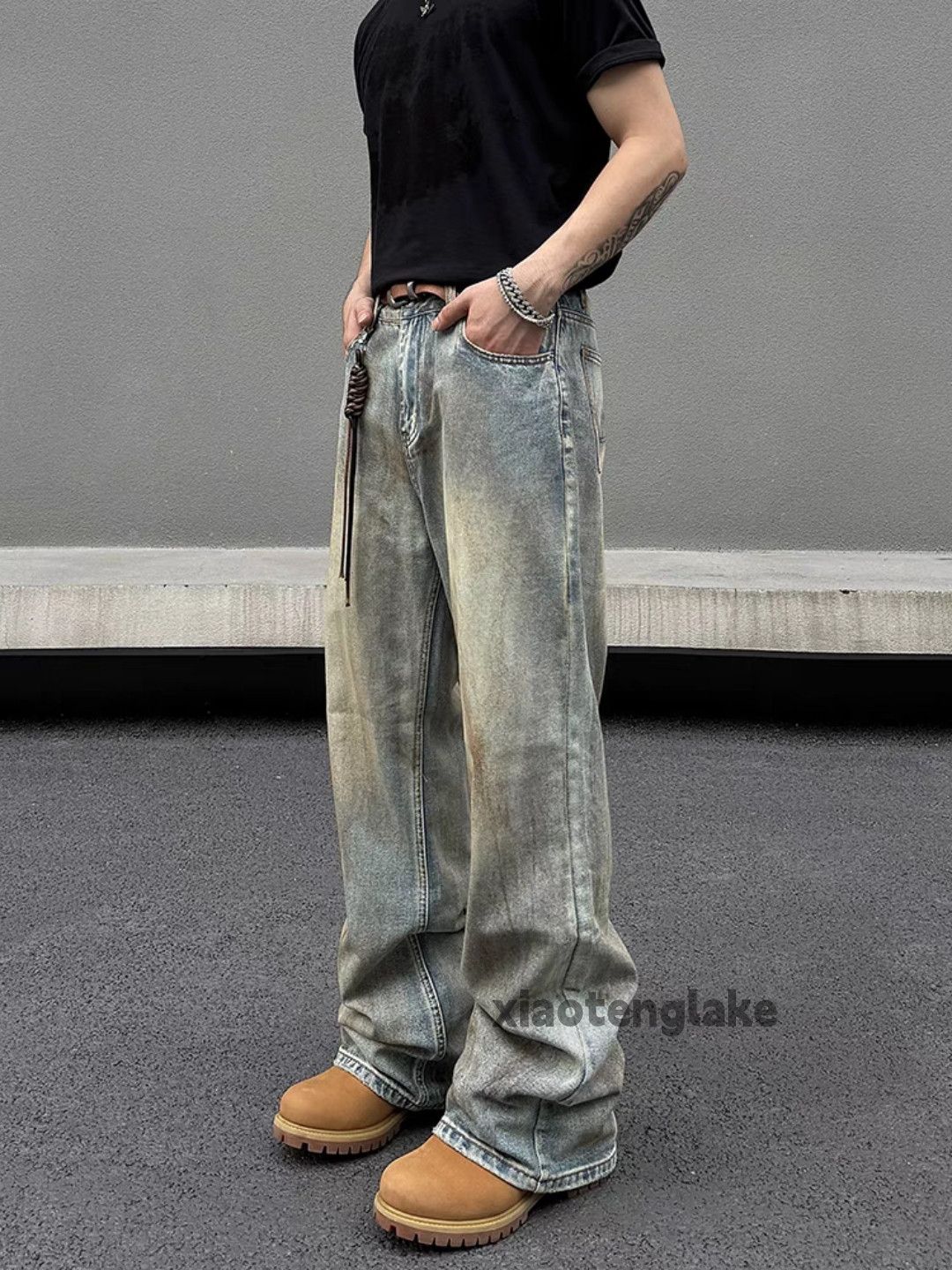 Jean × Vintage washed faded rusty stain loose baggy grunge jeans Size US 32 / EU 48 - 1 Thumbnail