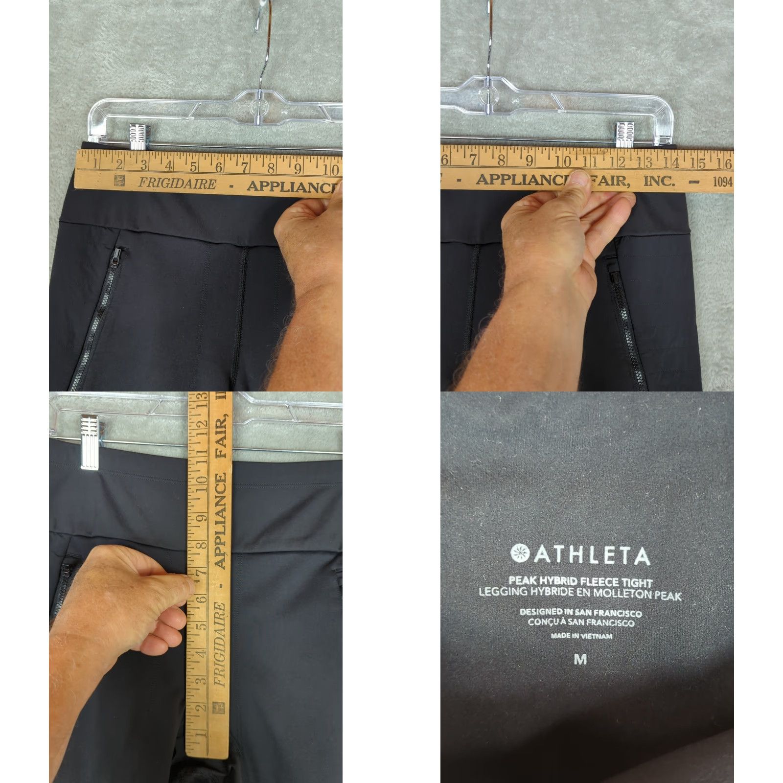 Athleta Athleta Women's M Peak Hybrid Fleece Tight Pants Black Pull On Inseam Zip Pocket Elastic Waist Size 32" / US 10 / IT 46 - 8 Thumbnail