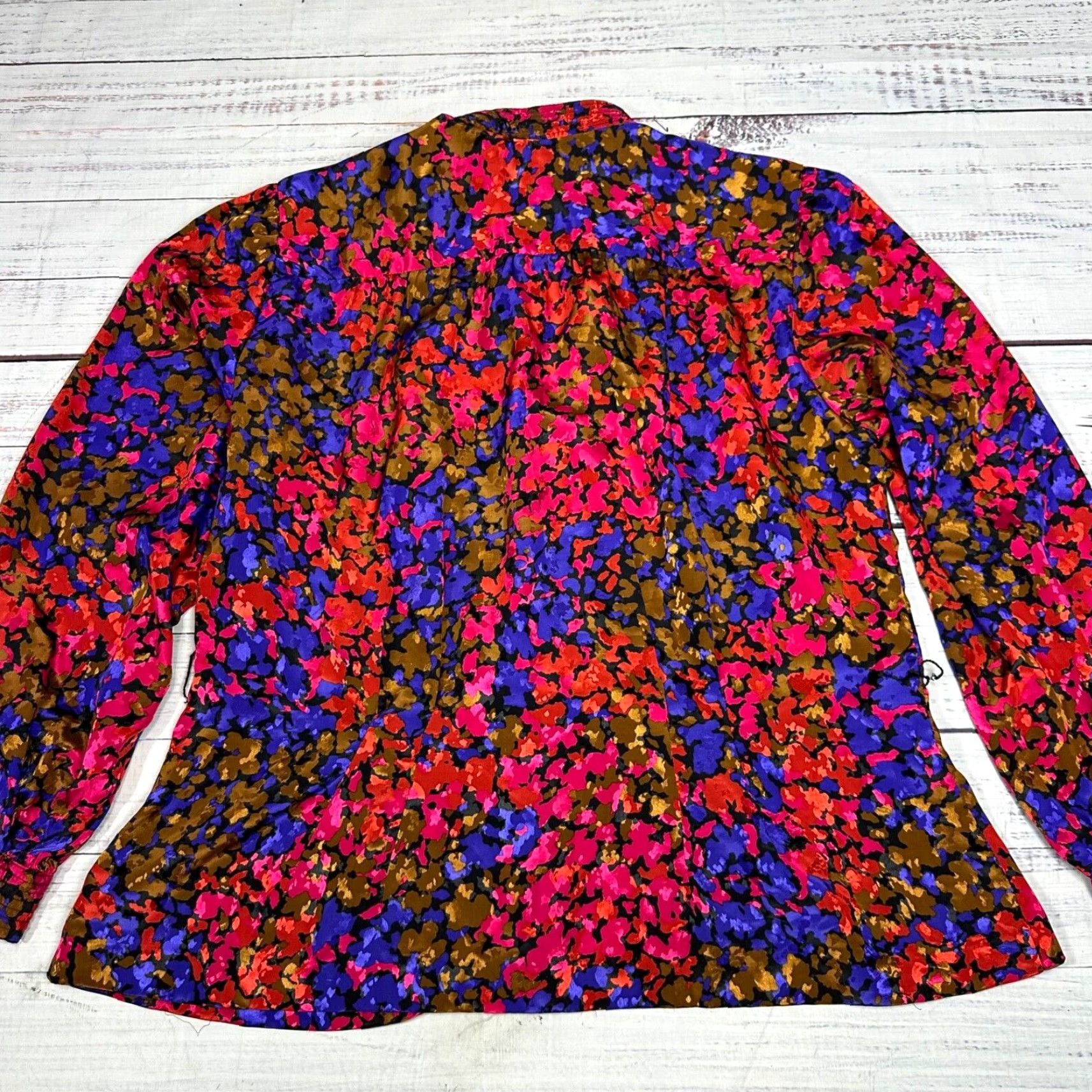 Vintage Vtg Lilli Ann Collection Womens Silk Blouse Long Sleeve Sz L Purple Pink Print Shirt Female Size L / US 10 / IT 46 - 4 Thumbnail