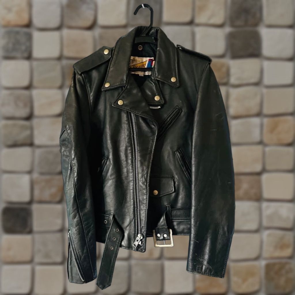 Schott Schott 618 Perfecto Steerhide Leather Double Motorcycle Jacket Black Japan S 34 Mens Leather Motorcycle Jacket Black Japan S 34 Size US S / EU 44-46 / 1 - 1 Thumbnail