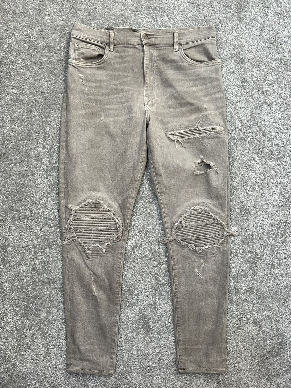 Amiri Amiri Mx-1 Grey Skinny Jeans With Patches Size 36 Size US 36 / EU 52 - 3 Thumbnail