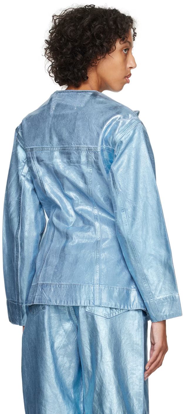 Ganni USD595 GANNI BLUE FOIL DENIM JACKET Size XS / US 0-2 / IT 36-38 - 10 Thumbnail