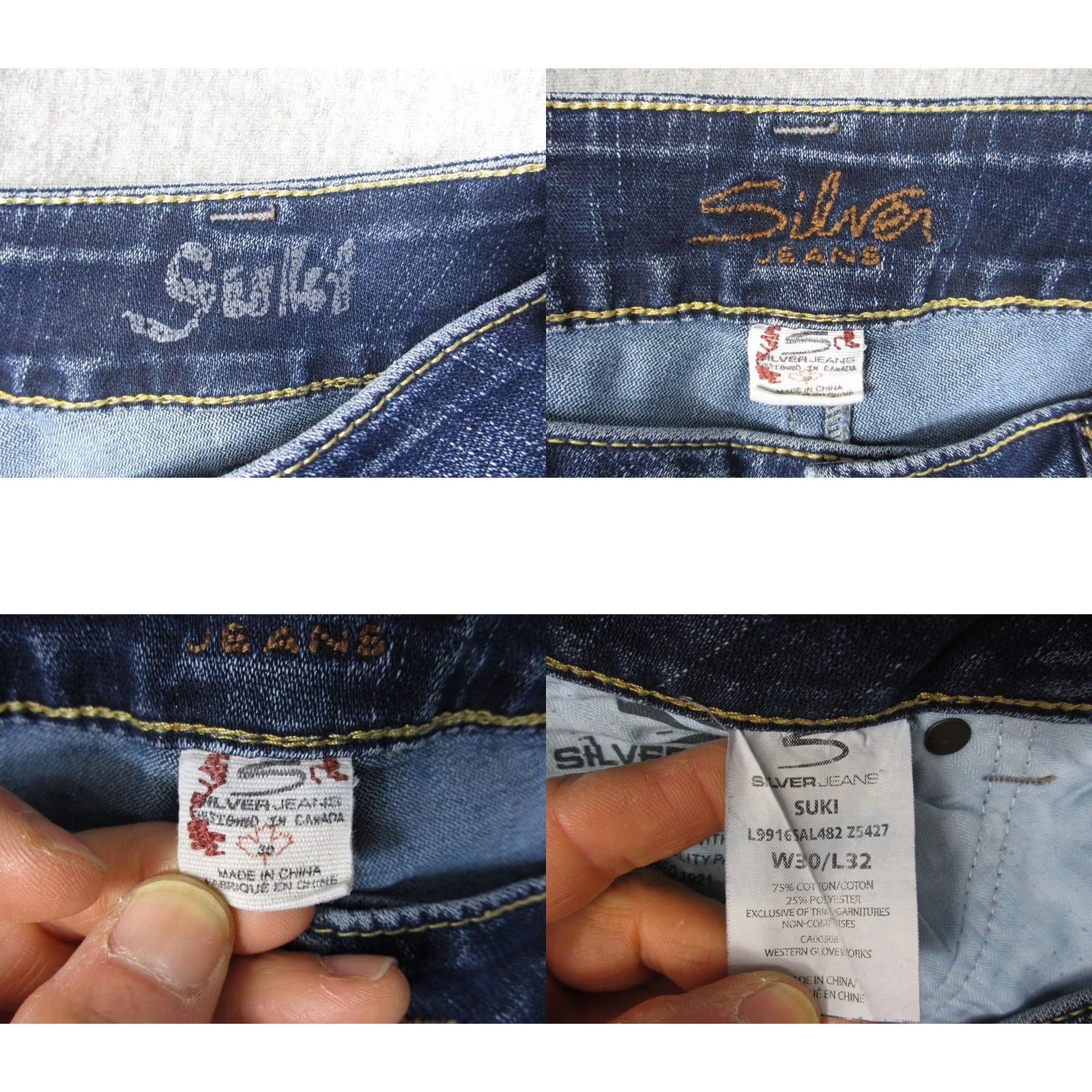 Silver Jeans Co. Silver Jeans Co Womens Suki Bootcut Jeans Medium Wash Blue W30x32 Distressed Size 30" / US 8 / IT 44 - 10 Thumbnail