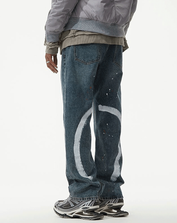 Japanese Brand × Jean American retro graffiti ink loose casual baggy jeans Size US 32 / EU 48 - 5 Thumbnail