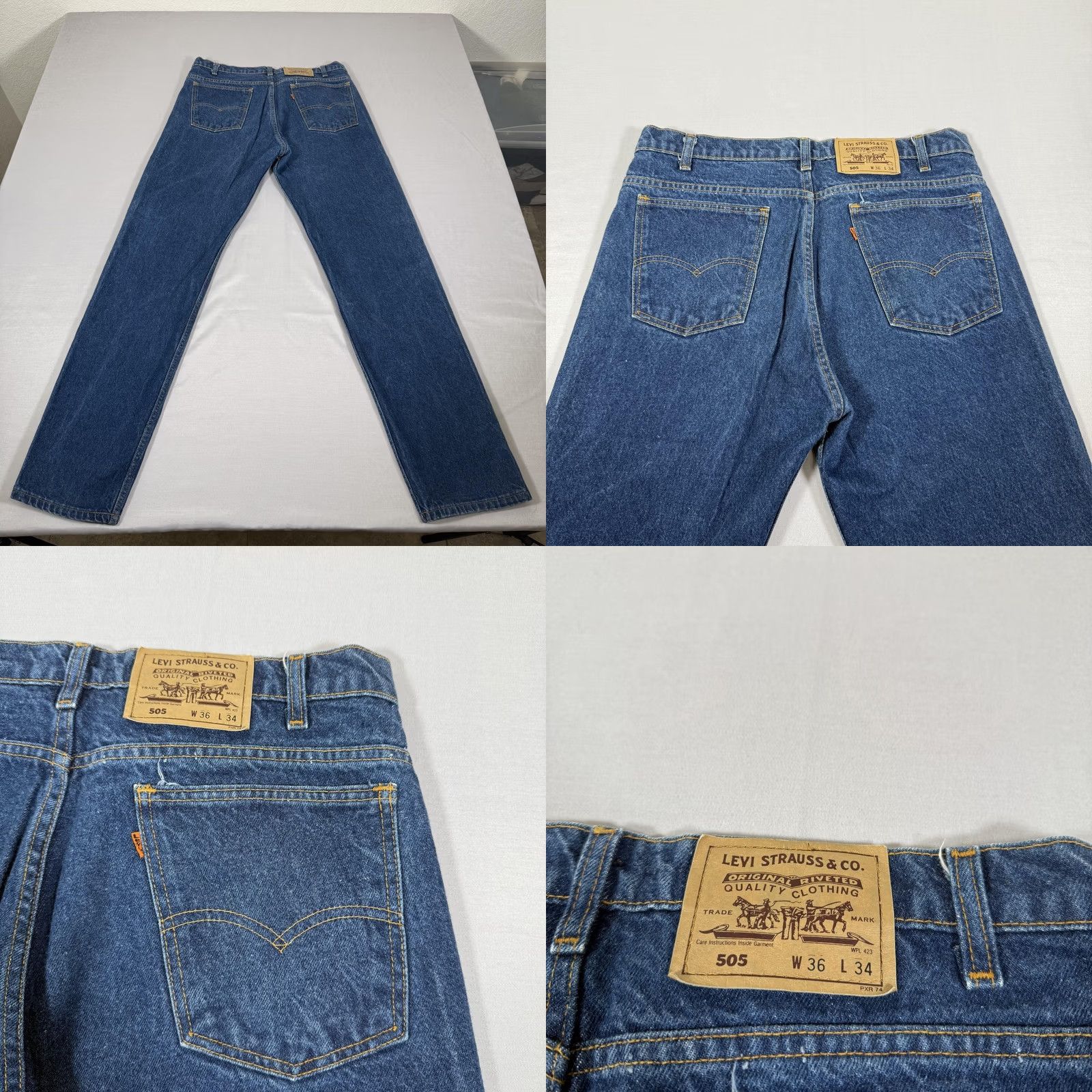 Levi's VINTAGE Levi's Jeans Mens 36x34 Blue 505 Orange Tab Straight Fit Denim Pants 90s Size US 36 / EU 52 - 9 Thumbnail