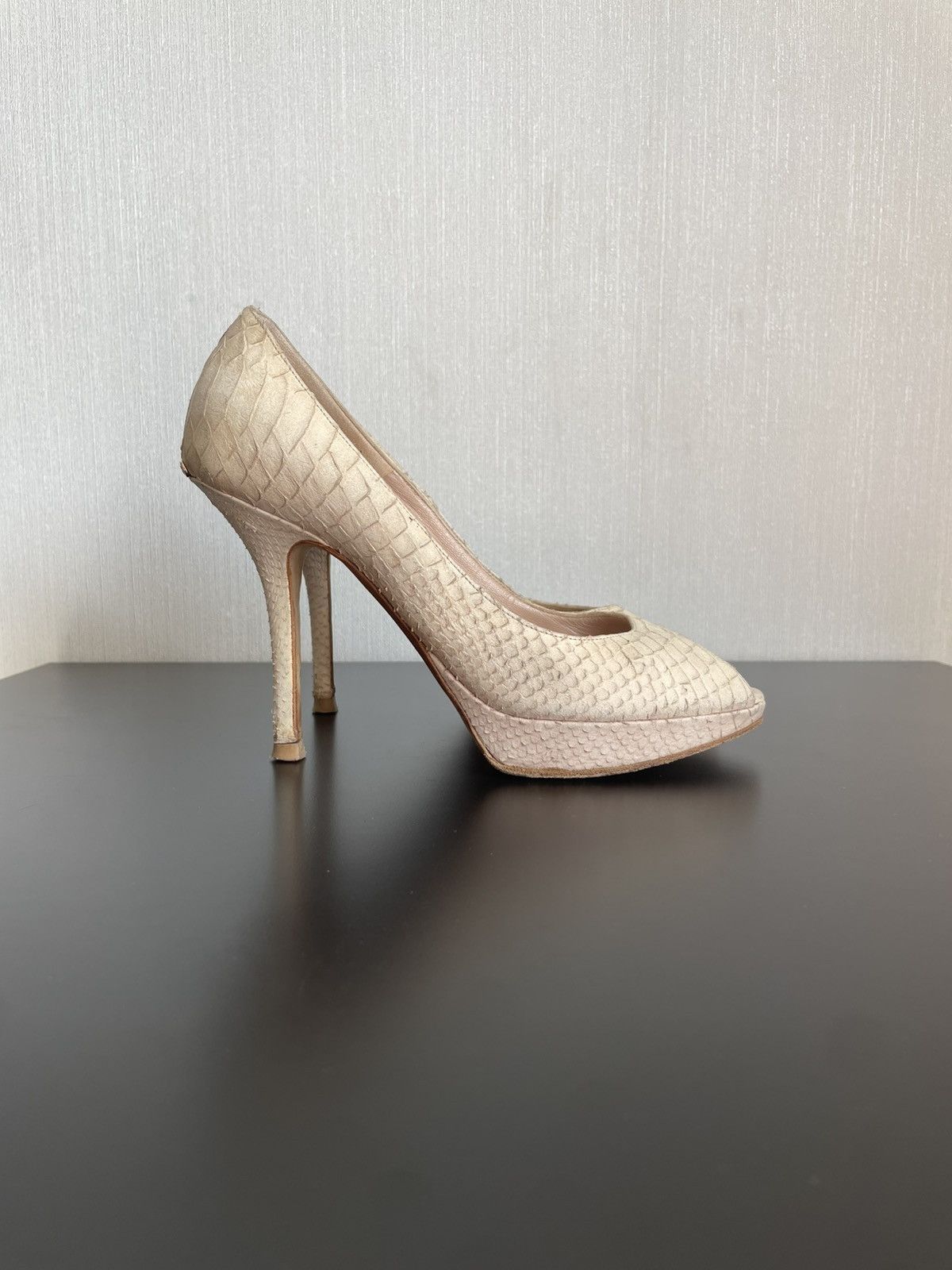 Christian Dior Monsieur × Hedi Slimane × John Galliano Vintage Christian Dior Python Heels Miss Dior peep toe Y2k Size US 6.5 / IT 36.5 - 2 Thumbnail