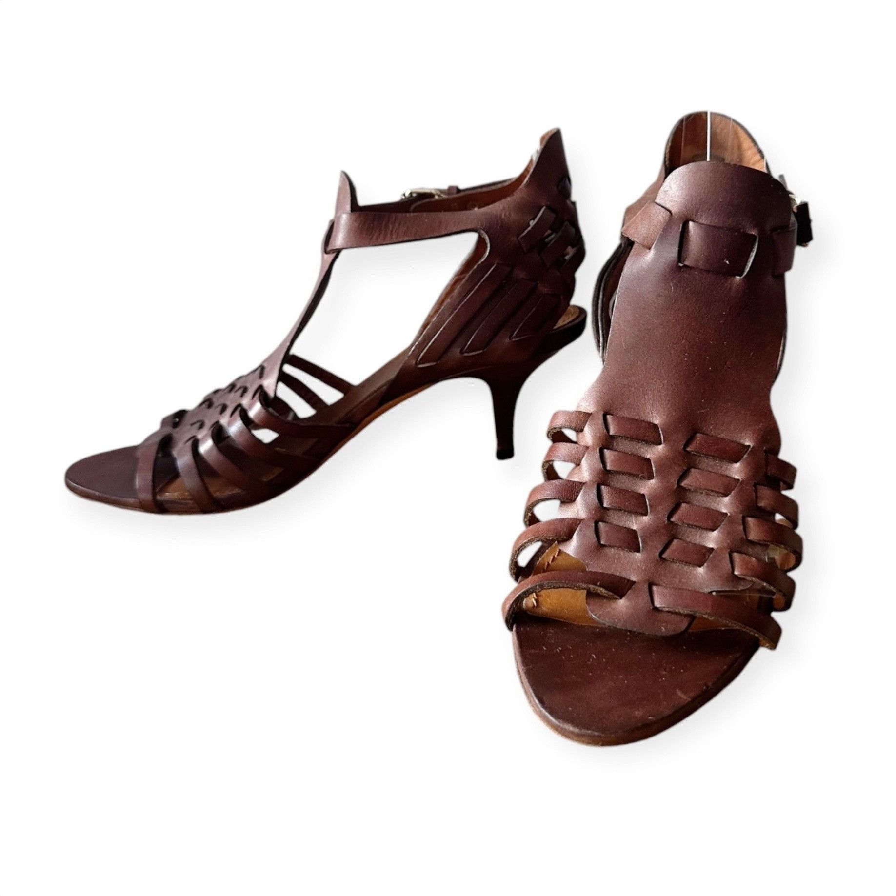 Givenchy Givenchy Brown Leather Gladiator Huarache Sandal, Mid Heel, Size US 8.5 / IT 38.5 - 7 Thumbnail