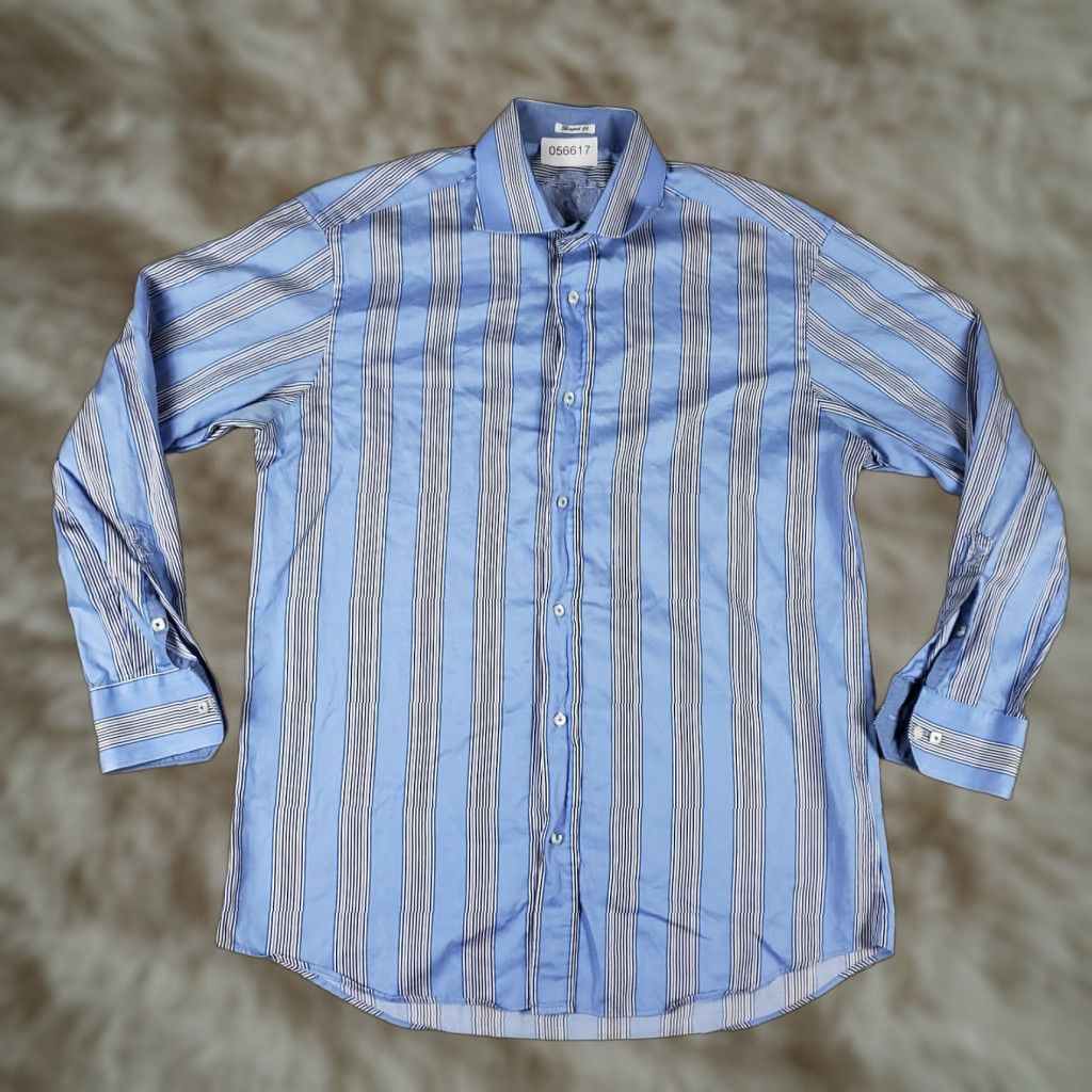 BUGATCHI VINTAGE Bugatchi Uomo Men’s Button-Up Shirt Small Blue Striped Classic Casual Formal Size US S / EU 44-46 / 1 - 1 Thumbnail