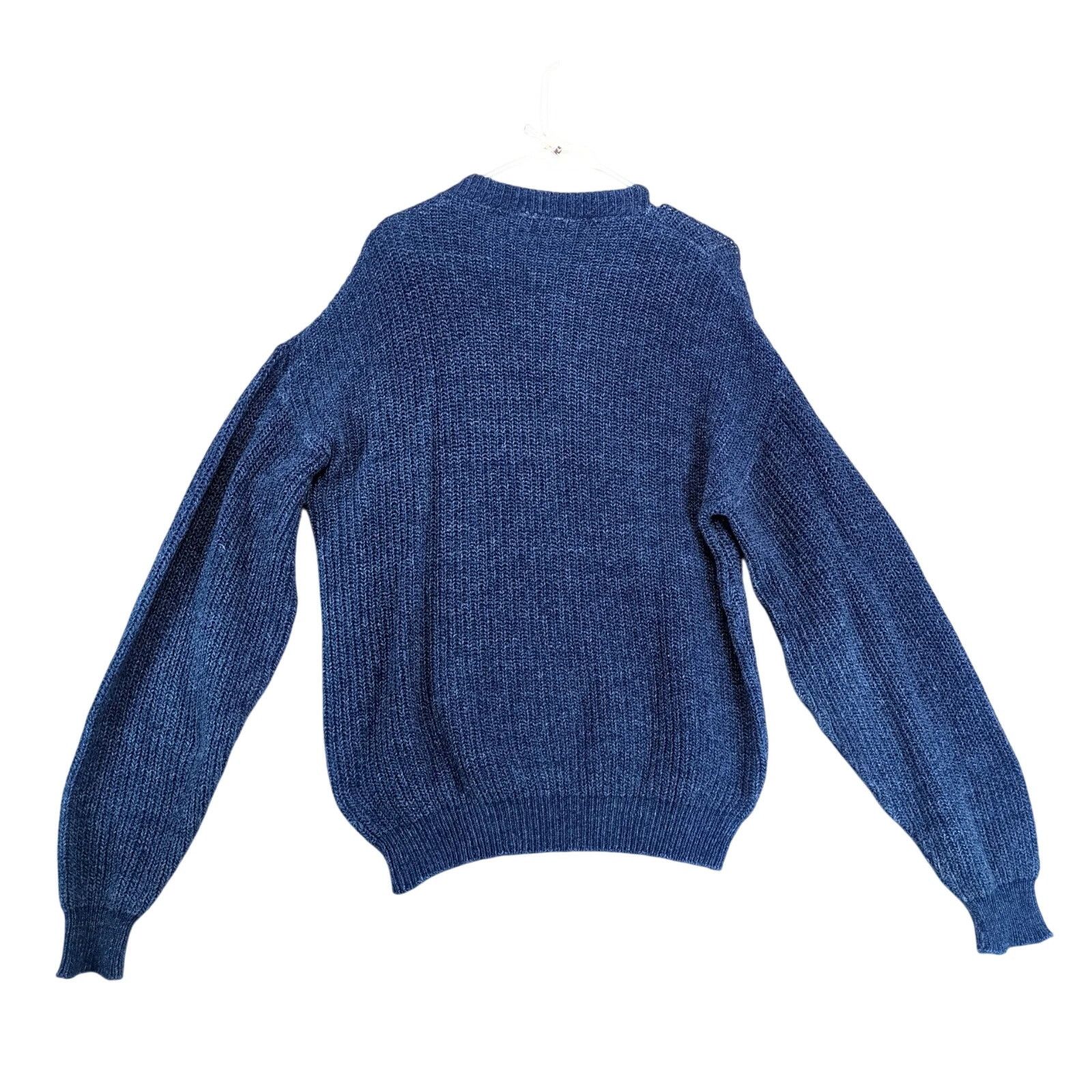 Vintage Tobruk Men's L Navy Blue Sweater Leather Buttons Cable Knit Size US L / EU 52-54 / 3 - 2 Thumbnail