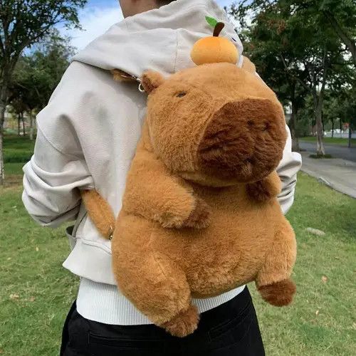 image of Cute Animal Plush Backpack in Brown, Men's