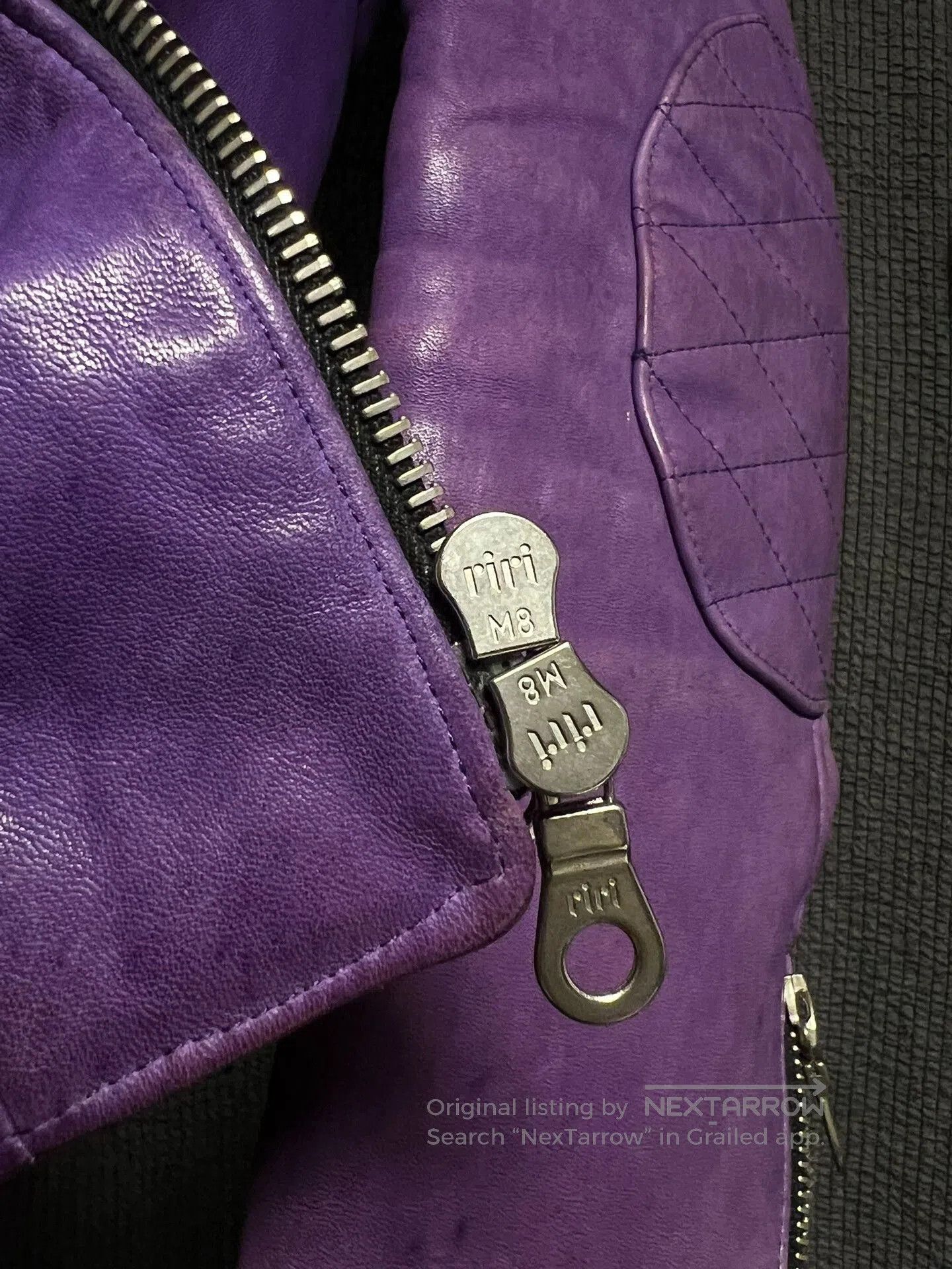 Backbone purple vintage leather motorcycle jacket. Size US L / EU 52-54 / 3 - 7 Thumbnail