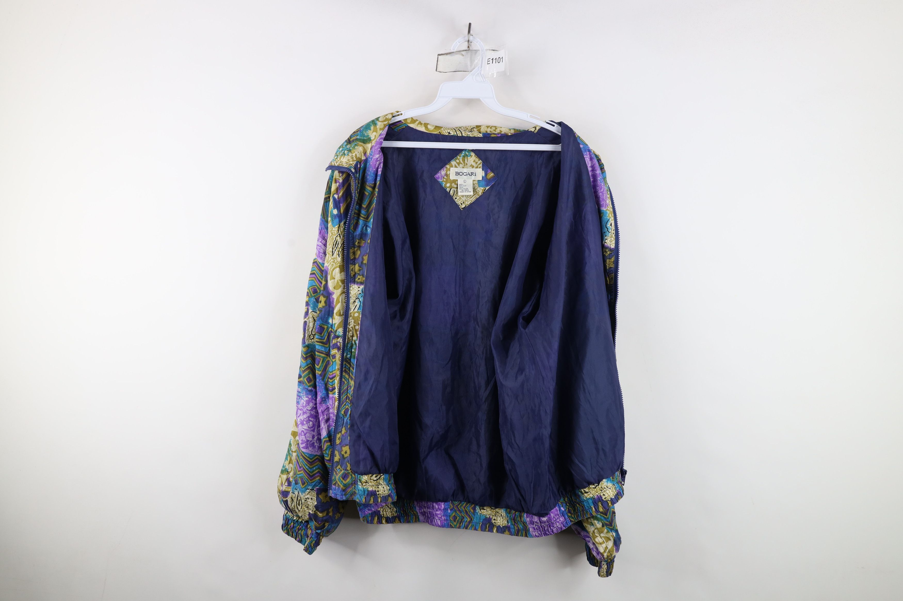 Vintage Vintage 90s Streetwear Abstract Geometric Silk Bomber Jacket Size L / US 10 / IT 46 - 9 Thumbnail