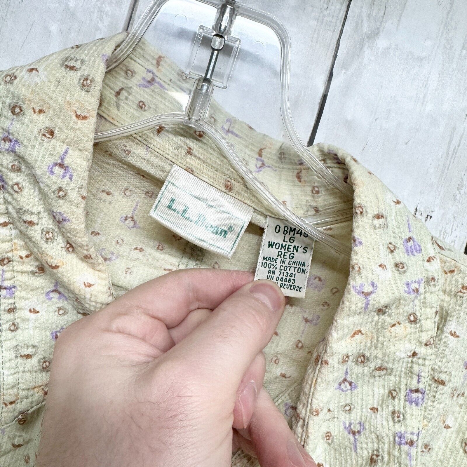 L.L. Bean VTG L.L. Bean Button Up LG Floral Long Sleeve Neutral 80's Size L / US 10 / IT 46 - 2 Thumbnail