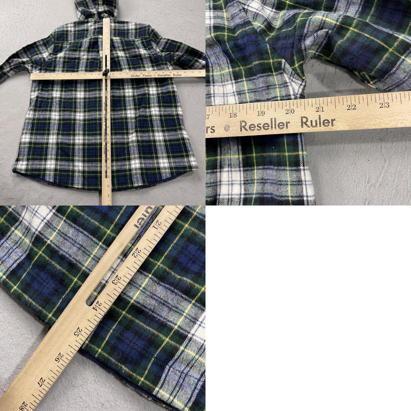 Vintage L.L. Bean Hoodie Womens Medium Green Blue Scotch Plaid Relaxed Fit Cotton Flannel Shirt? Size M / US 6-8 / IT 42-44 - 8 Thumbnail