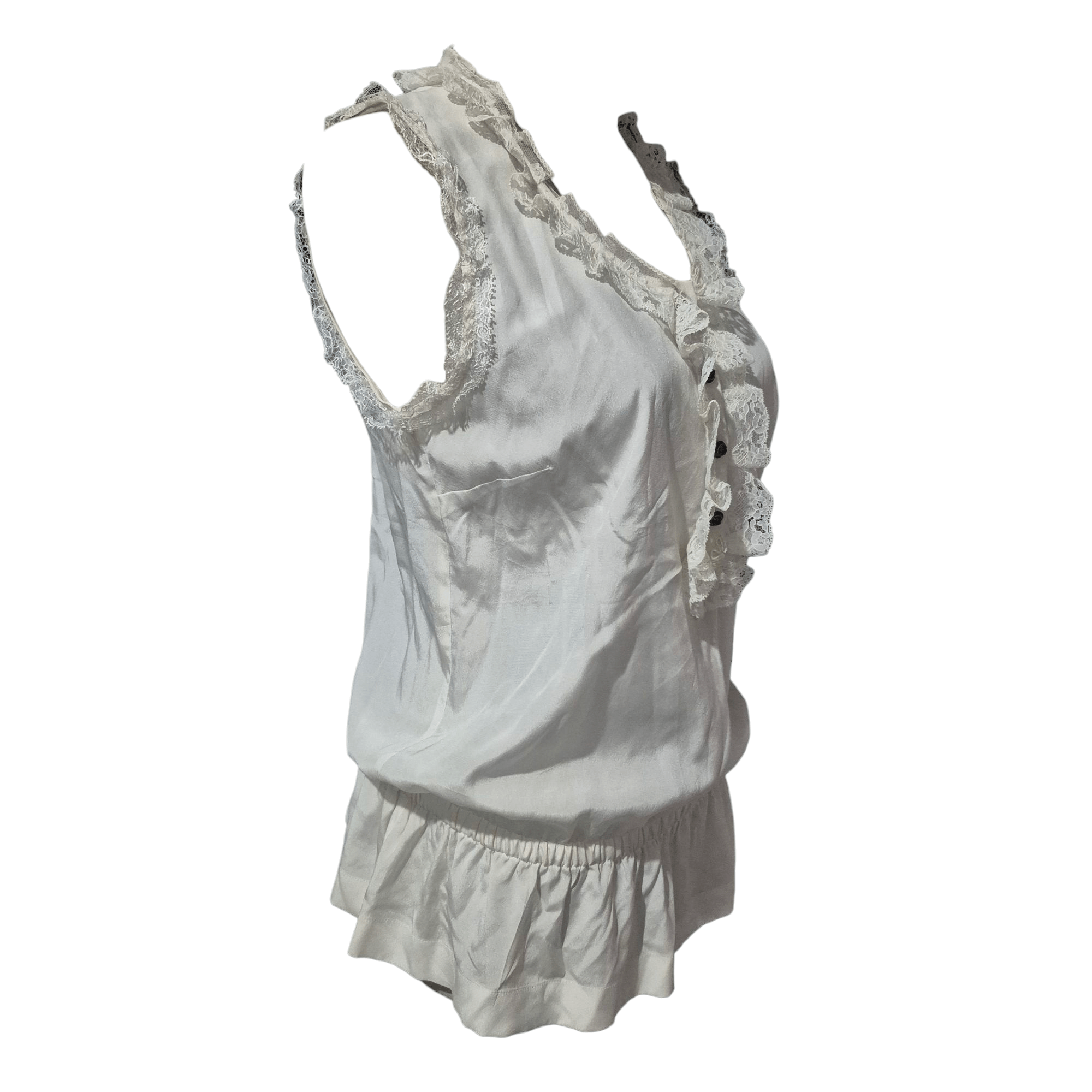 Dolce & Gabbana Silk sleeveless blouse with lace trim Size XS / US 0-2 / IT 36-38 - 2 Thumbnail