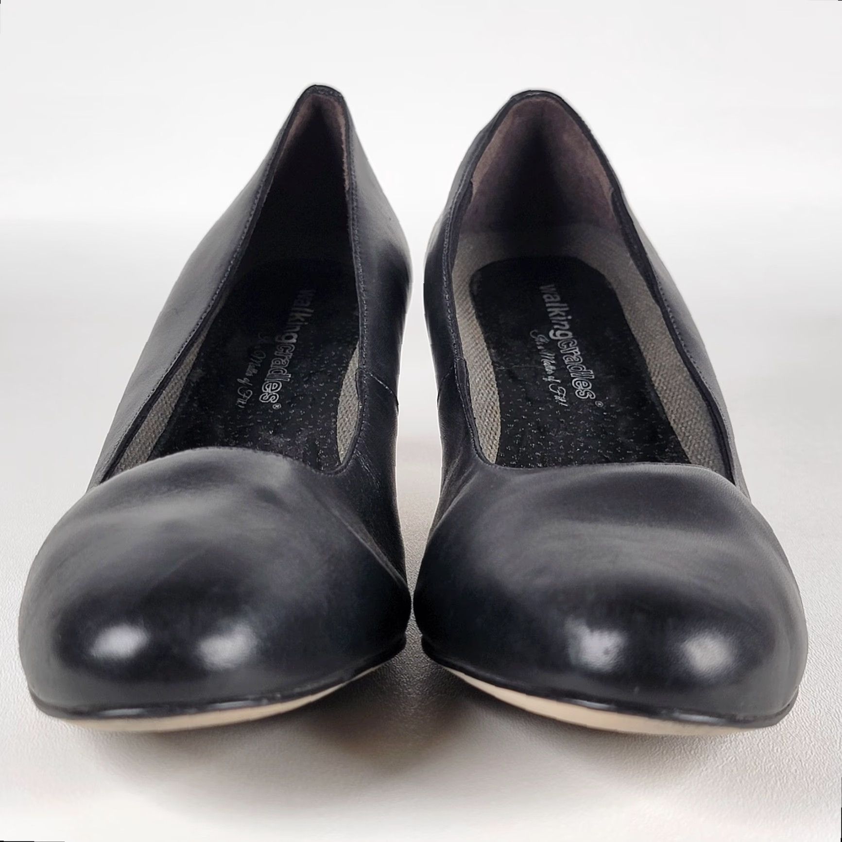 Vintage VINTAGE Walking Cradles Majorie Pumps Women's Black Leather Pump Kitten Heel 12 M Shoes Formal Size US 10 / IT 40 - 3 Thumbnail