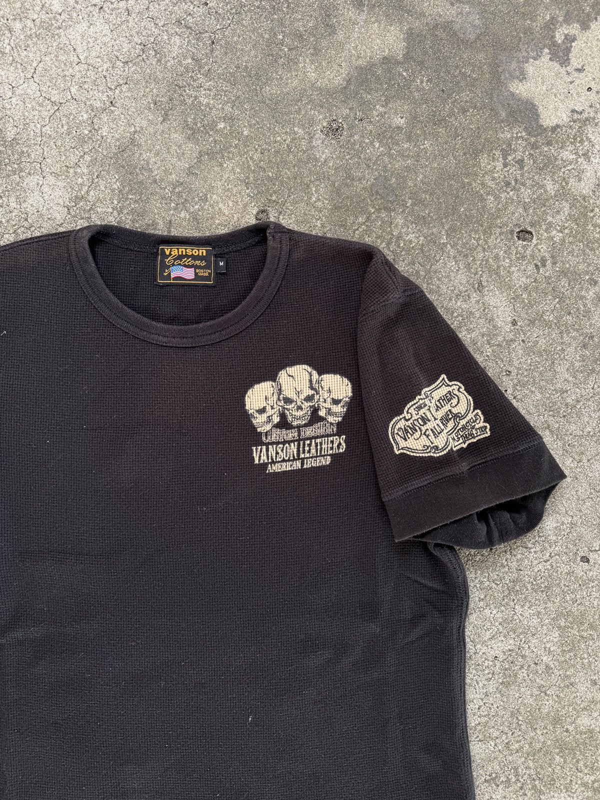Vanson Leathers Vanson Leathers Bone Cross Skull Waffle Tee Size US M / EU 48-50 / 2 - 5 Thumbnail