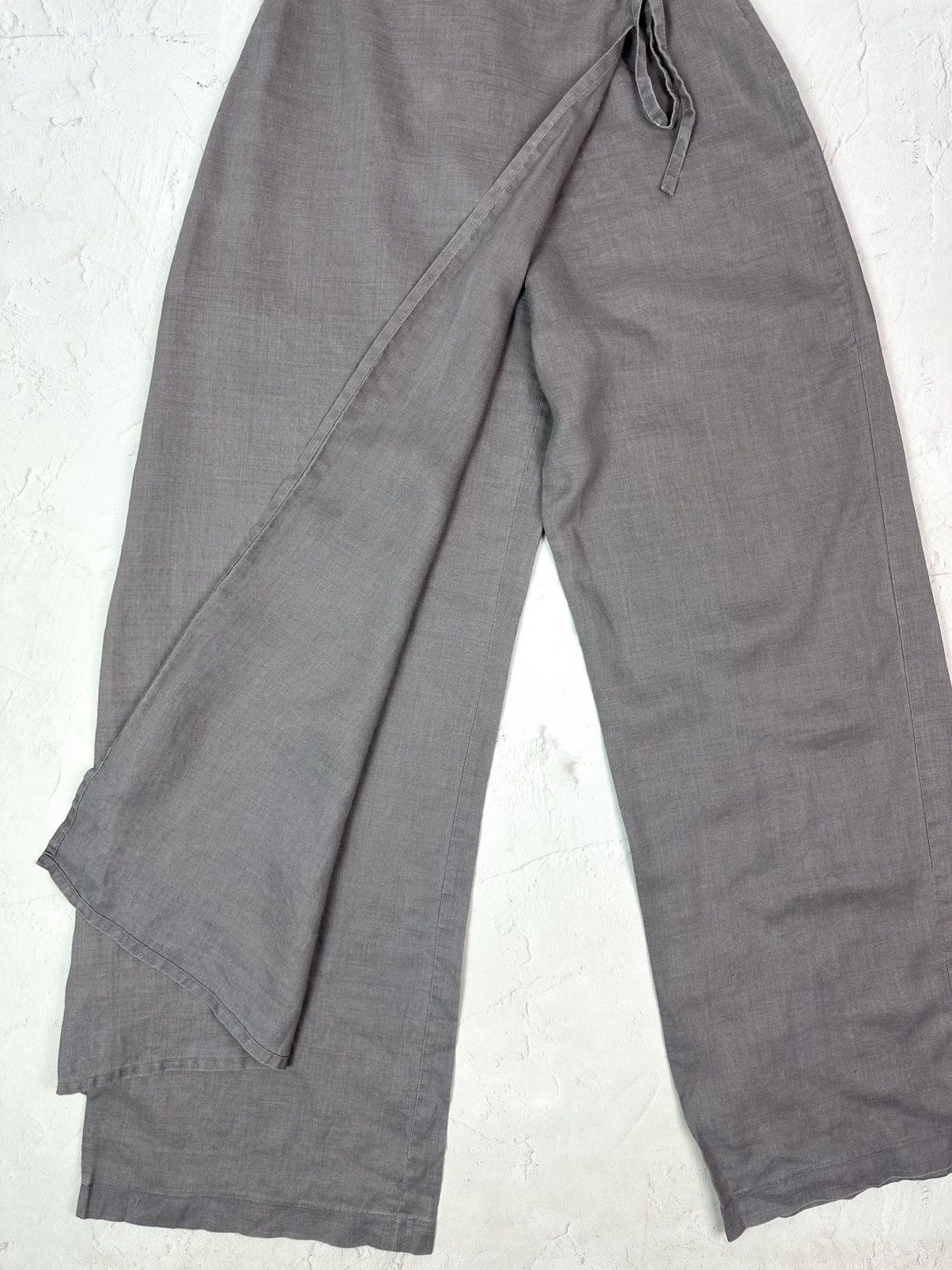 If Six Was Nine Vintage Yohji Yamamoto Style Linen Pants With Skirt Details Size 28" / US 6 / IT 42 - 3 Thumbnail