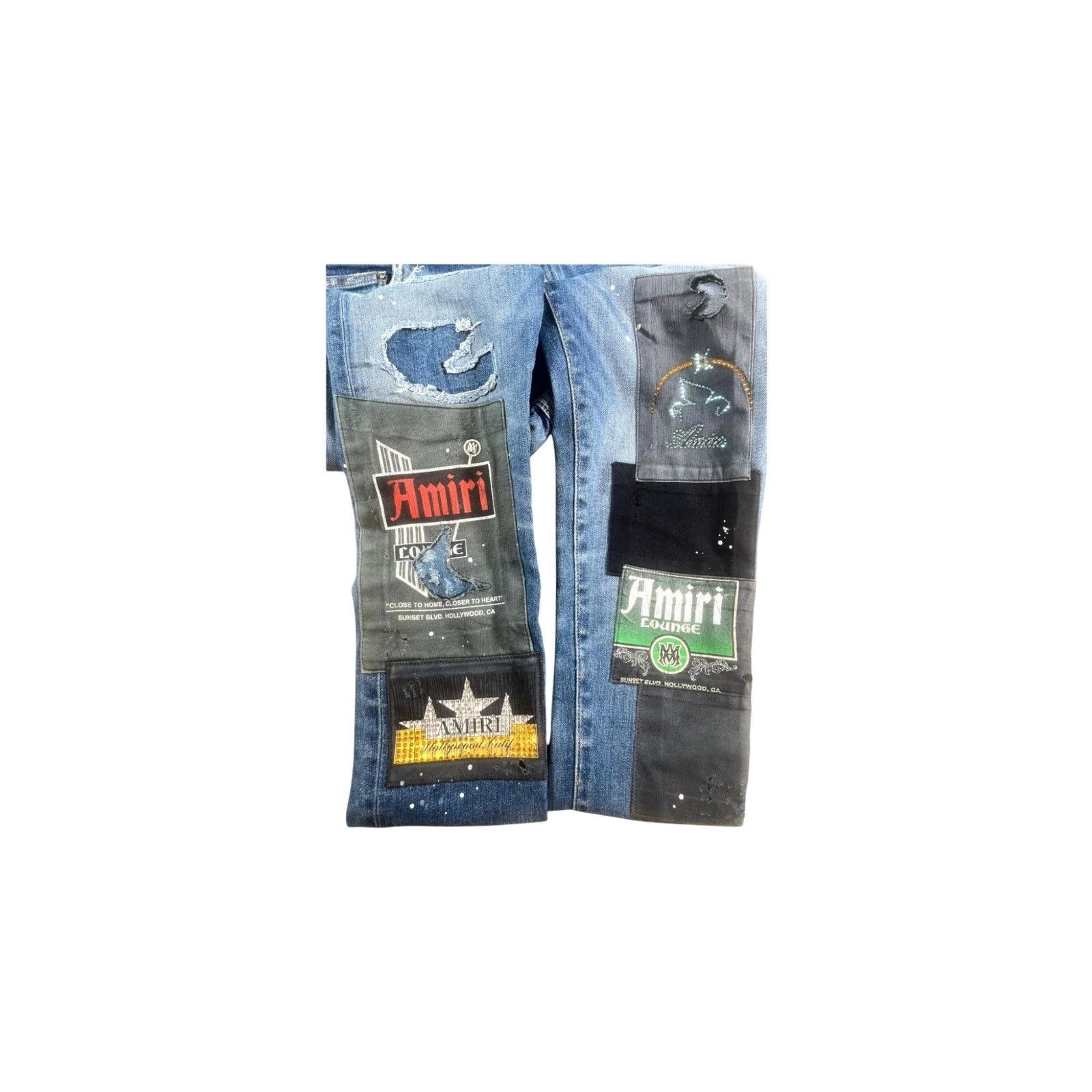 Amiri Amiri "Crystal Lounge Patchwork" Dark Wash Jeans Size US 29 - 5 Thumbnail