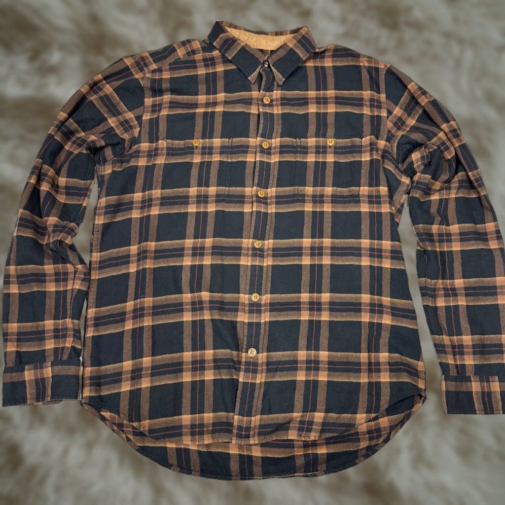 Frye Frye Mens Long Sleeve Button-Up Plaid Flannel Shirt Brown 100% Cotton Lg SZ L Size US L / EU 52-54 / 3 - 1 Thumbnail