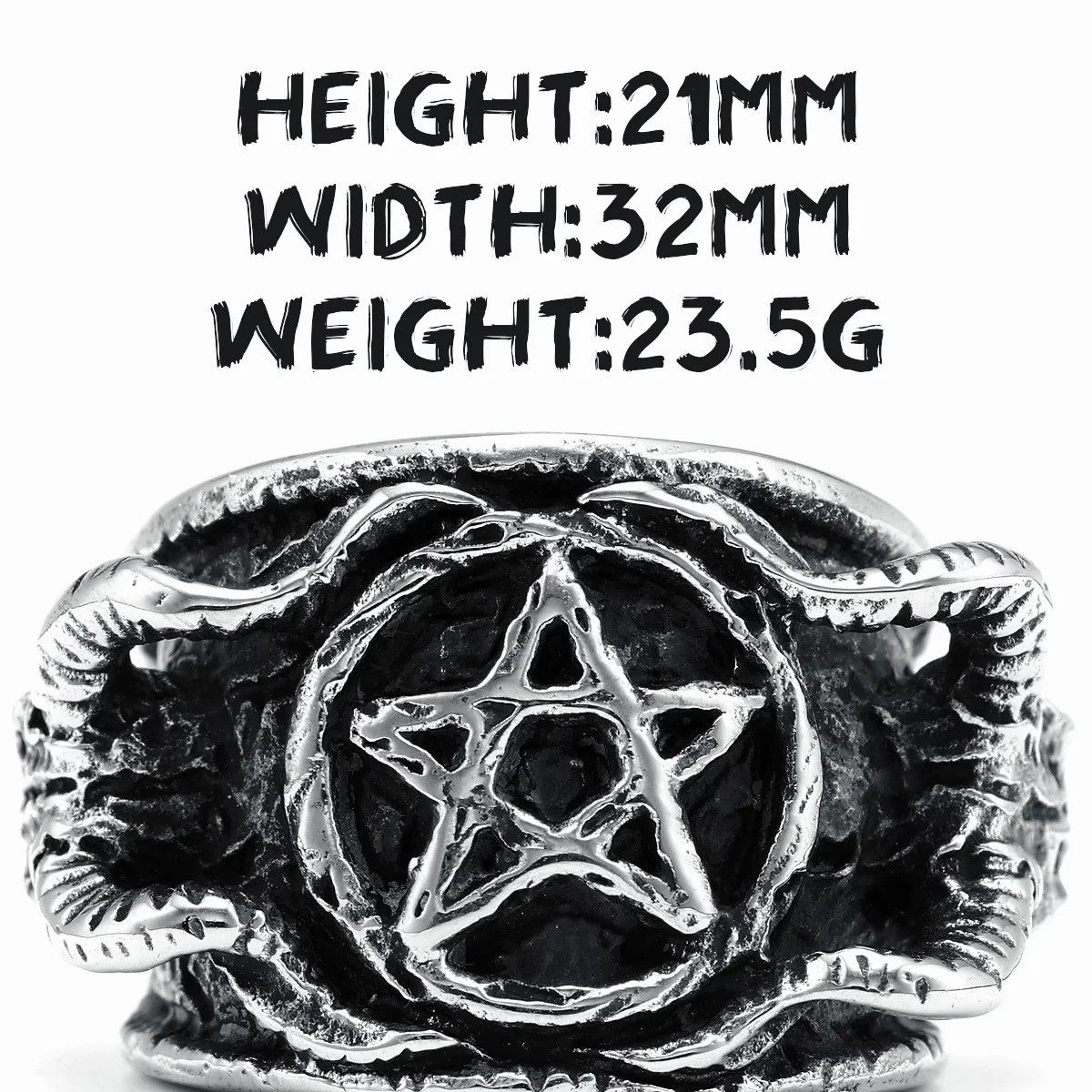 Jewelry Satan Pentagram Ring Streetwear Jewelry Fashion Gift Size ONE SIZE - 5 Thumbnail