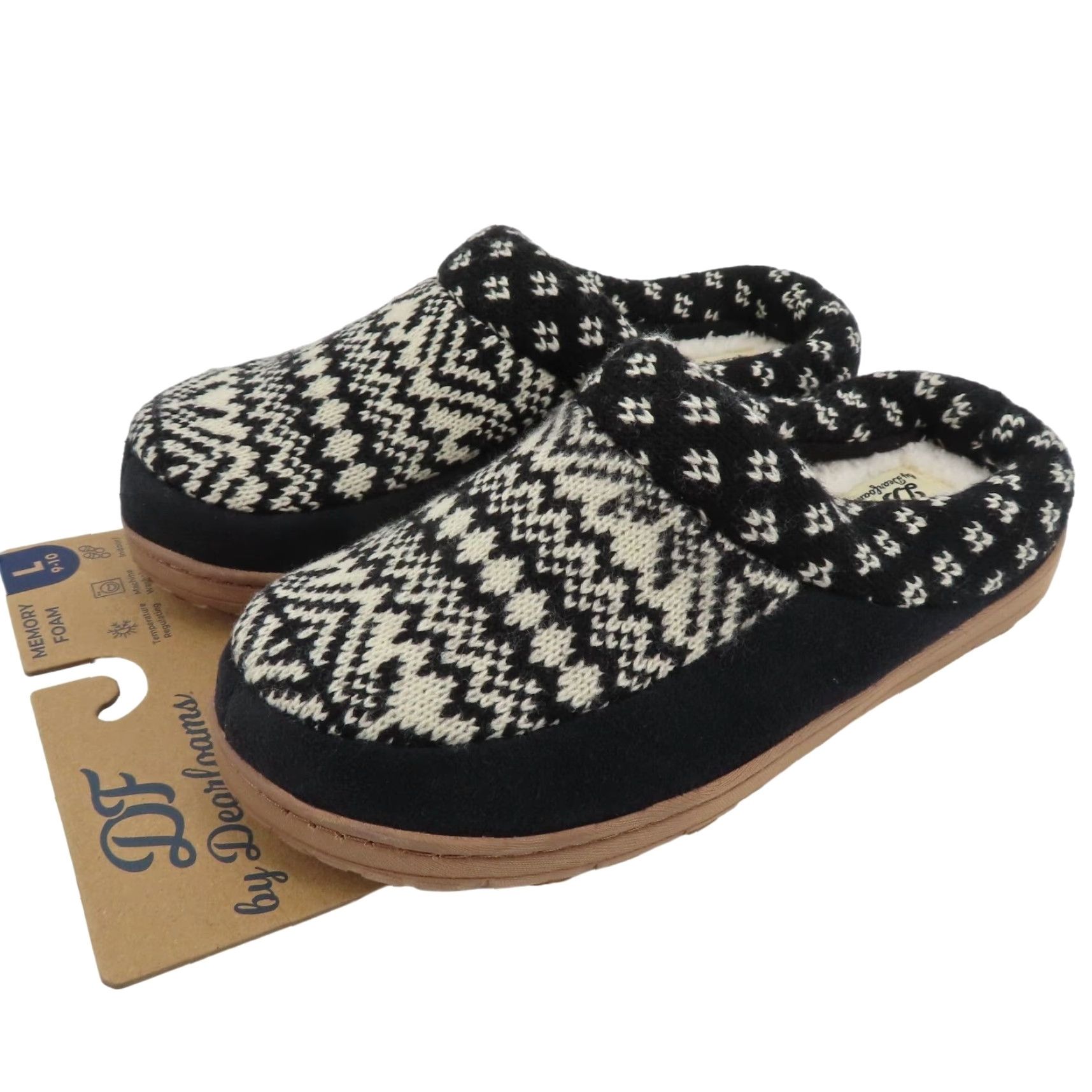 Vintage Dearfoams Slipper Women 9-10 Black Knit Memory Foam Slip-On Indoor Outdoor NEW Size ONE SIZE - 2 Thumbnail